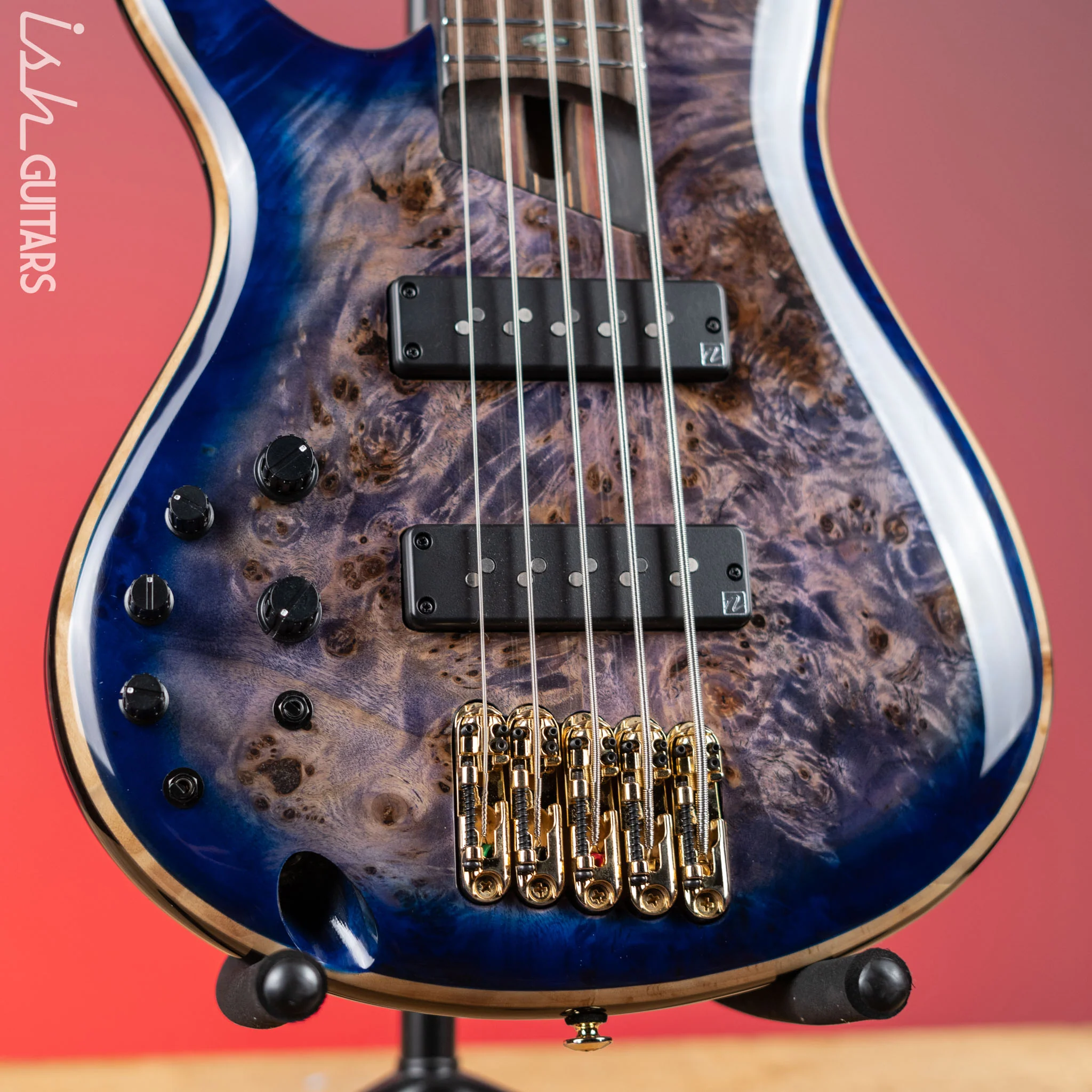 Ibanez Premium SR2605L Left Handed 5-String Bass Cerulean Blue Burst - Image 5