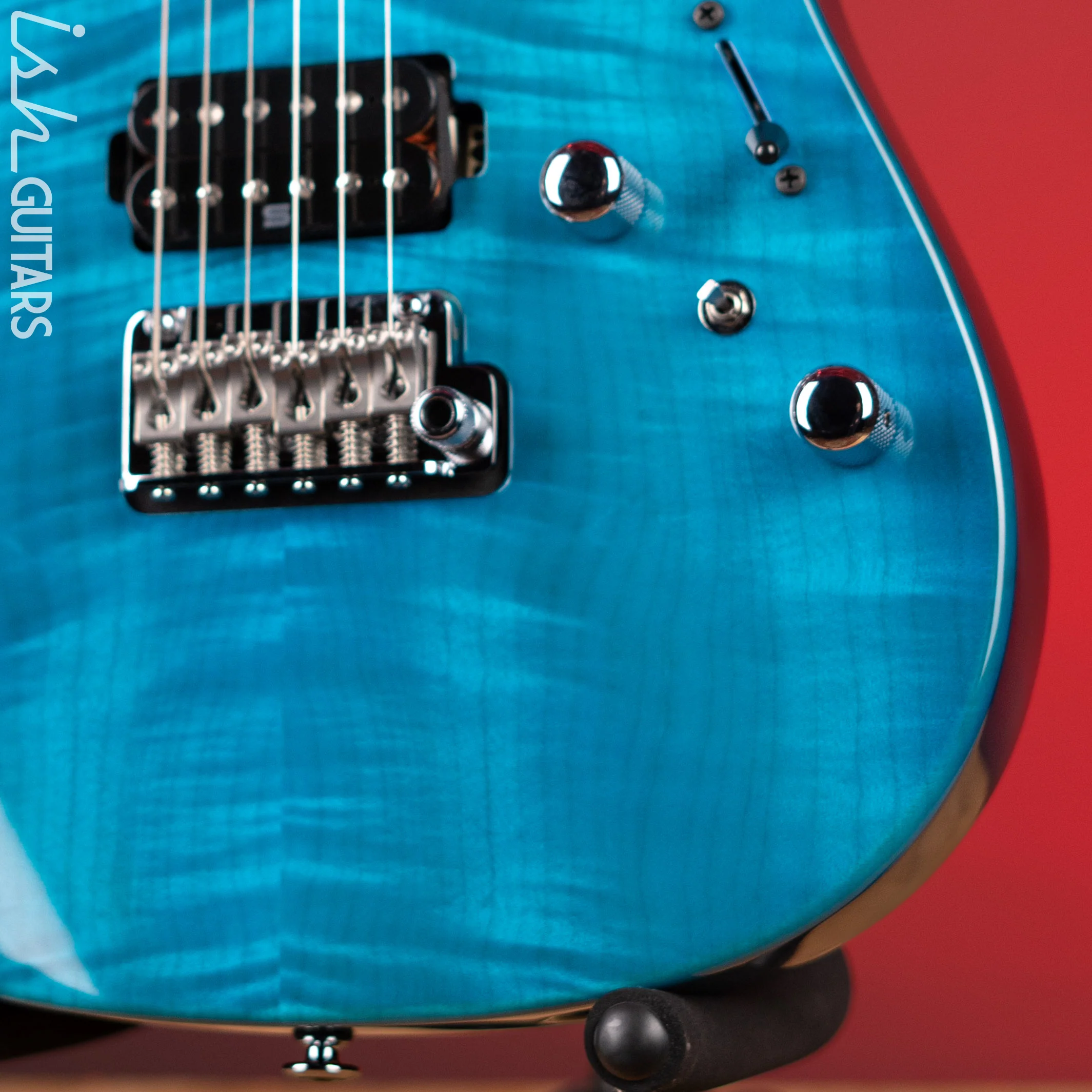 Ibanez Prestige Martin Miller MM1 Signature Guitar Transparent Aqua Blue Gloss Demo - Image 4