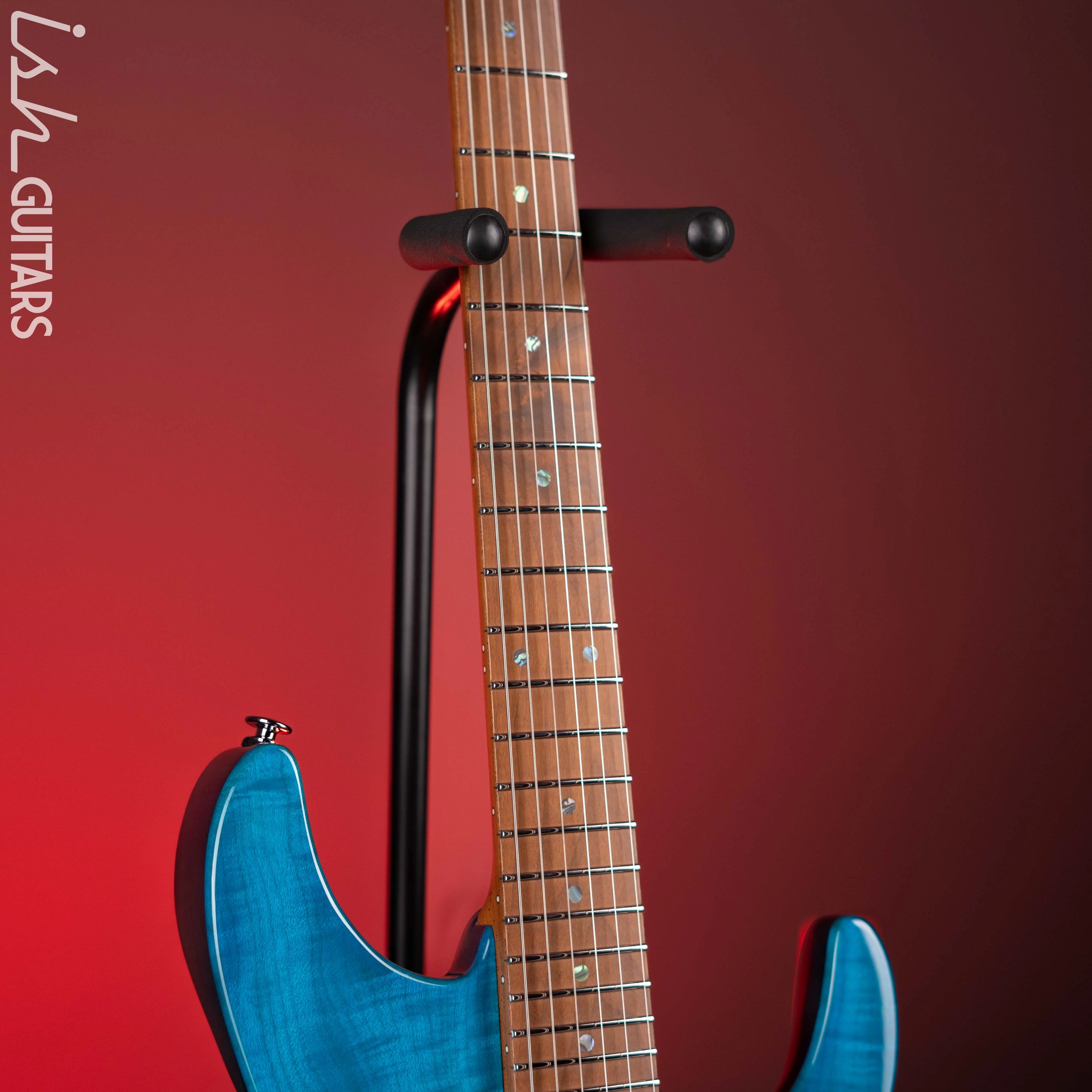 Ibanez Prestige Martin Miller MM1 Signature Guitar Transparent Aqua Blue Gloss Demo - Image 6