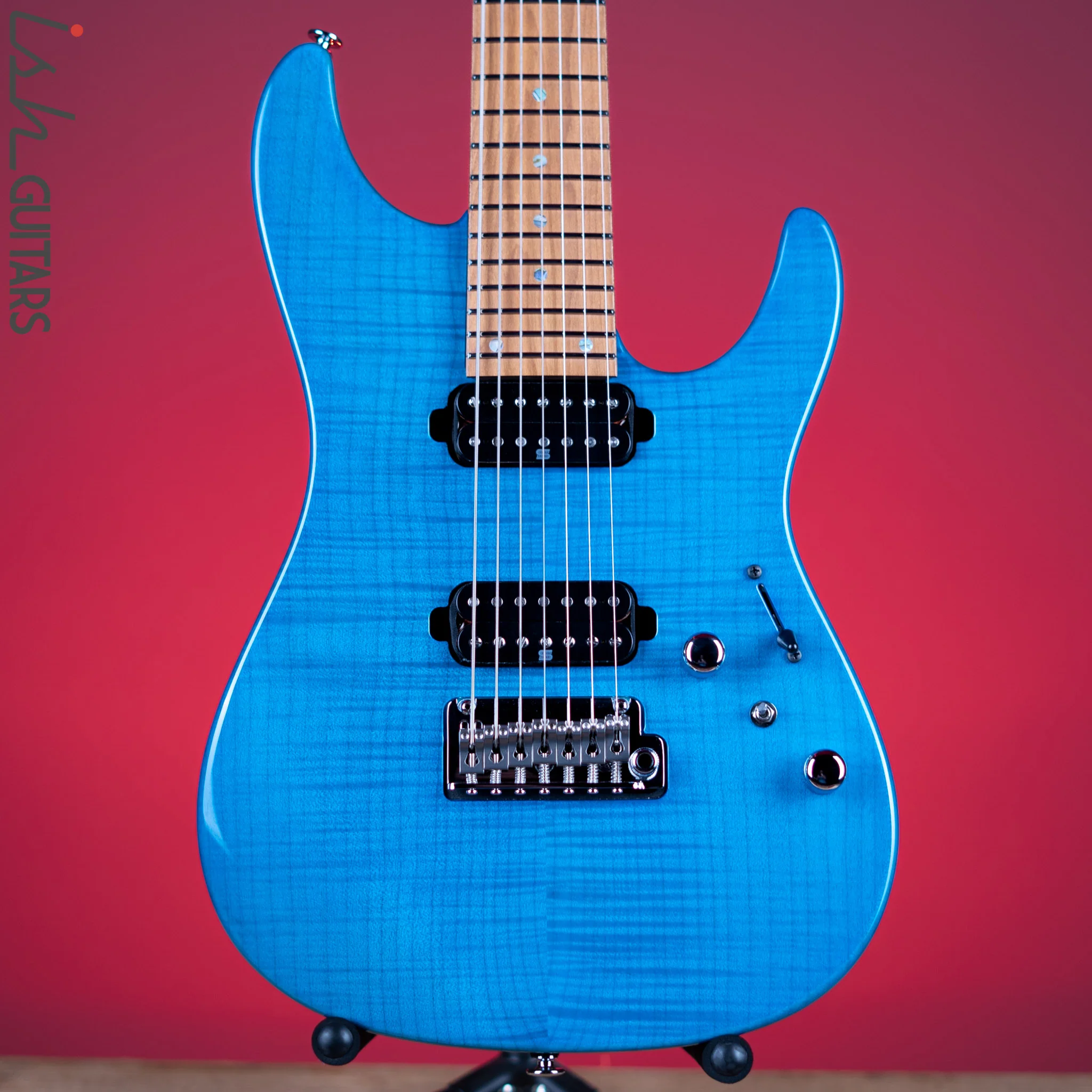 Ibanez Prestige MM7 Martin Miller Signature 7-String Guitar Transparent Aqua Blue