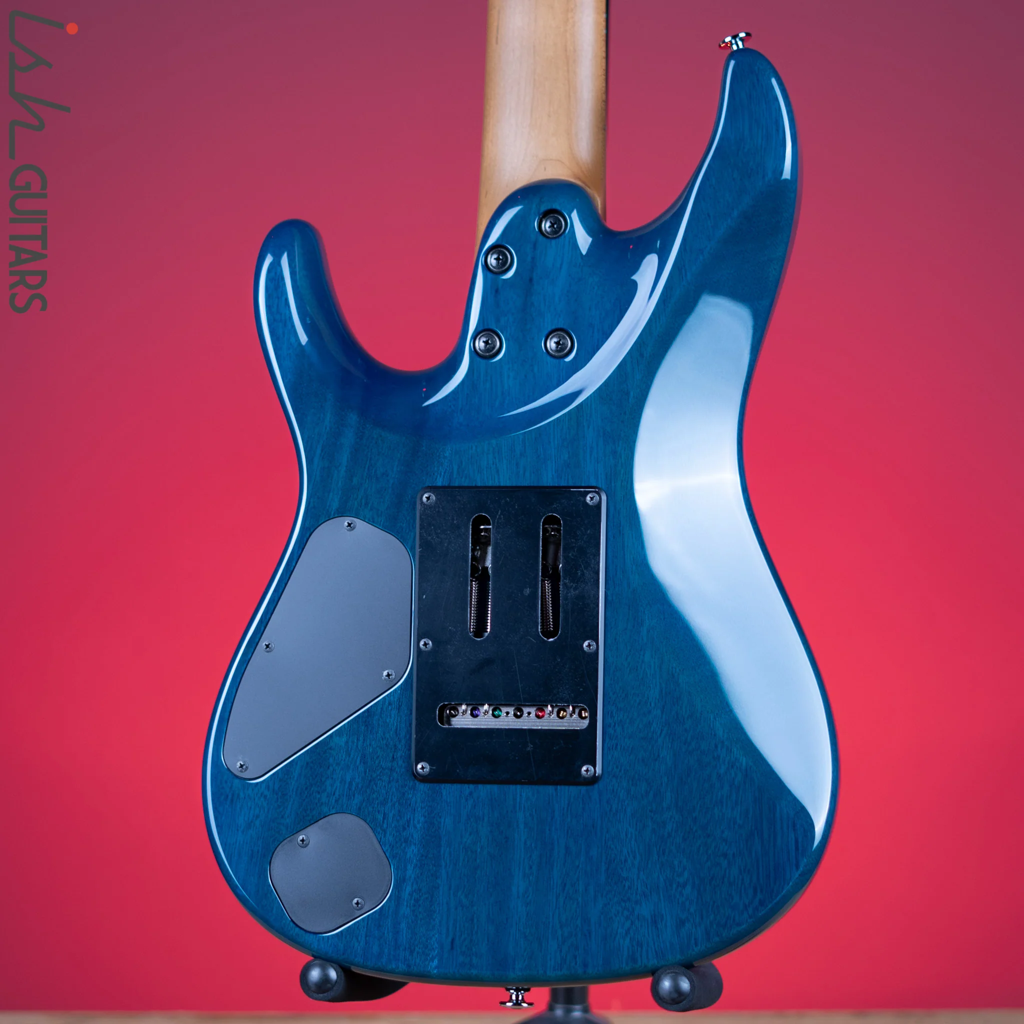 Ibanez Prestige MM7 Martin Miller Signature 7-String Guitar Transparent Aqua Blue - Image 7