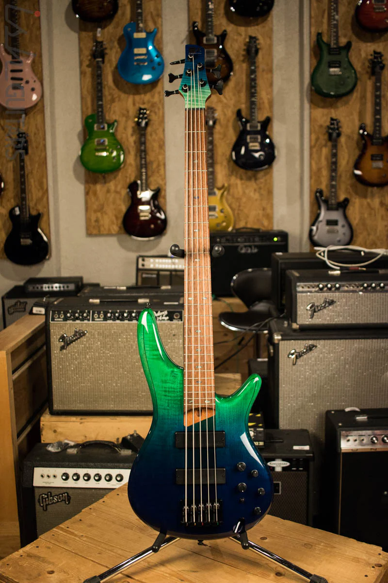 Ibanez SR875BRG Blue Green Fade Electric Bass - Image 2
