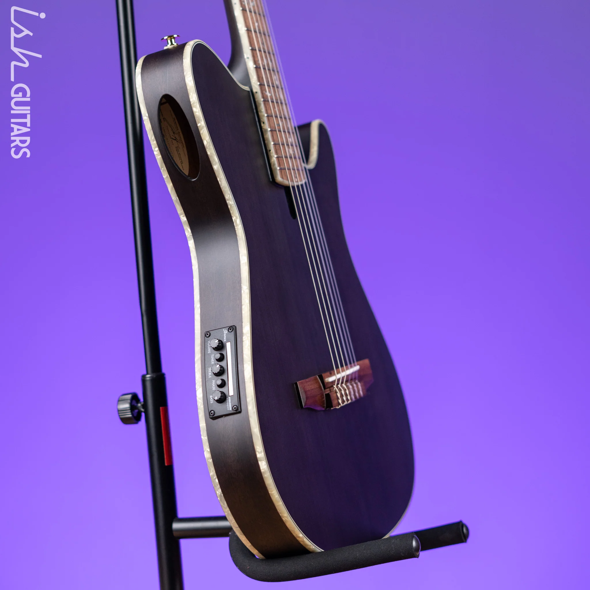 Ibanez TOD10N Tim Henson Signature Nylon Acoustic-Electric Guitar Transparent Black Flat - Image 3