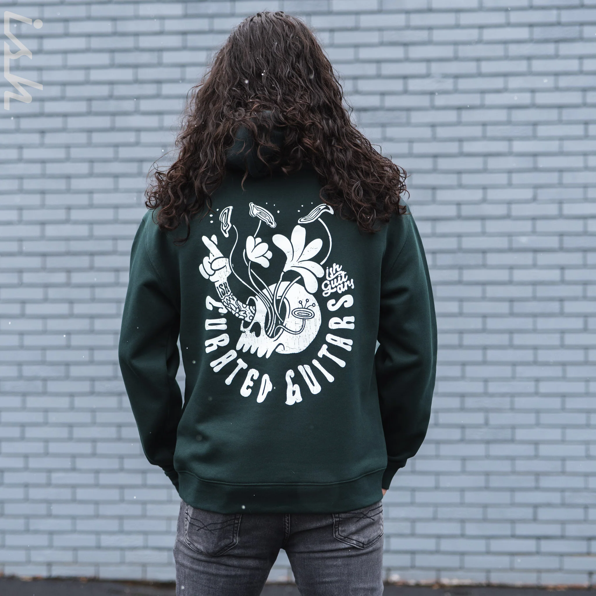 Ish Comic Skull Hoodie Pine Green - Image 5