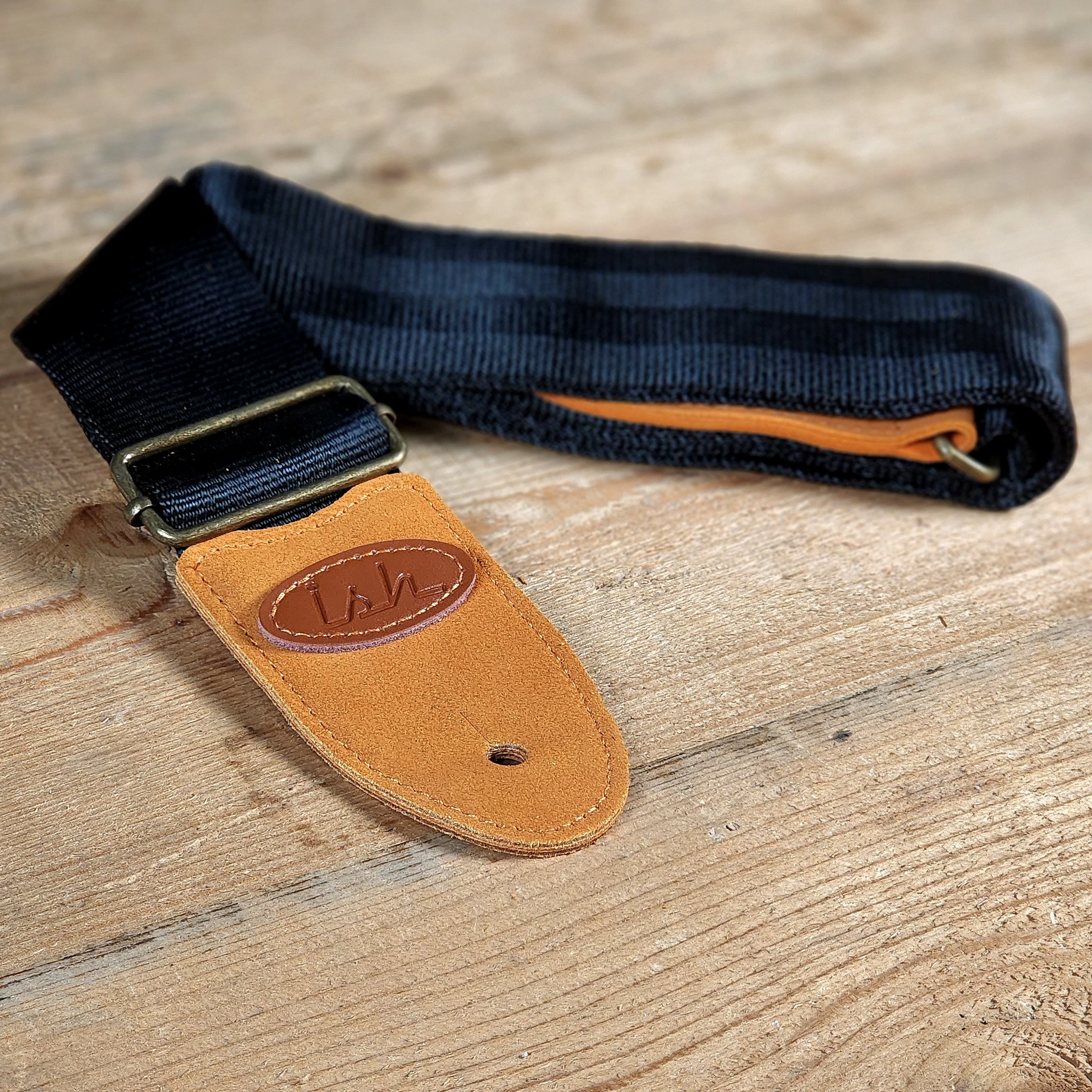 Ish Logo Black Seatbelt Guitar Strap