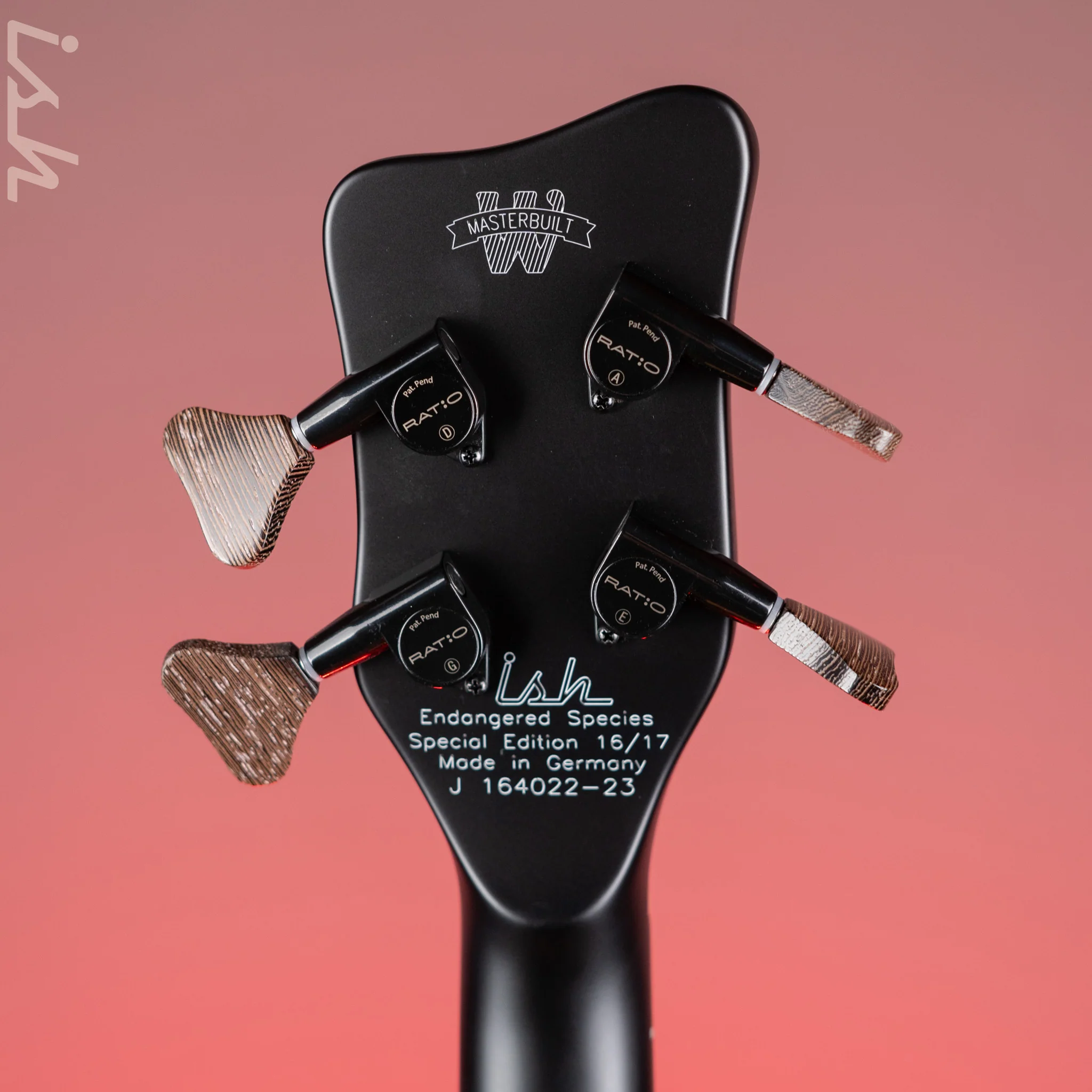 Ish x Warwick Dolphin SN TCS Custom Shop Endangered Species 4-String Bass Black Satin Wenge Fretboard - Image 10
