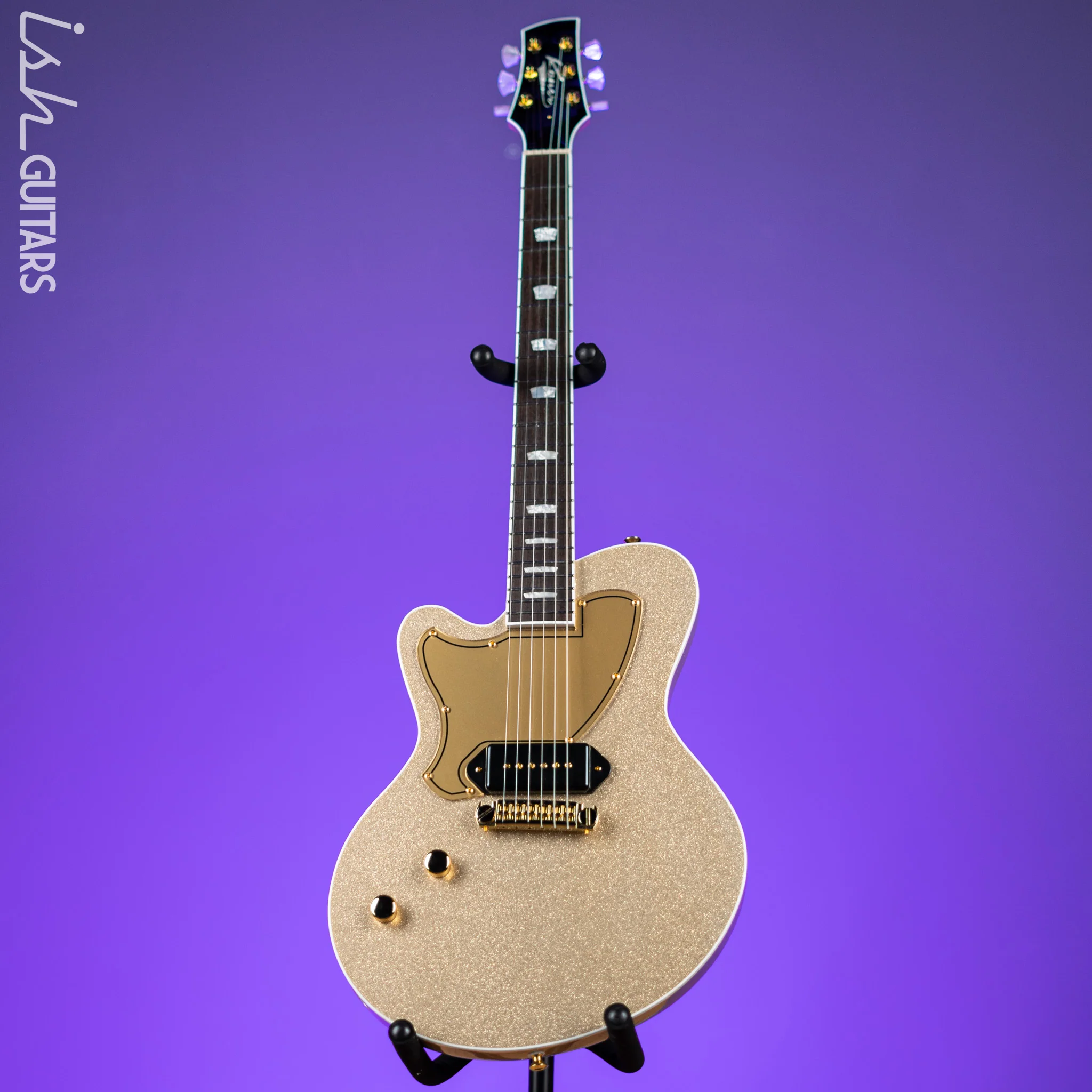 Kauer Starliner Left Handed Guitar Gold Sparkle - Image 2