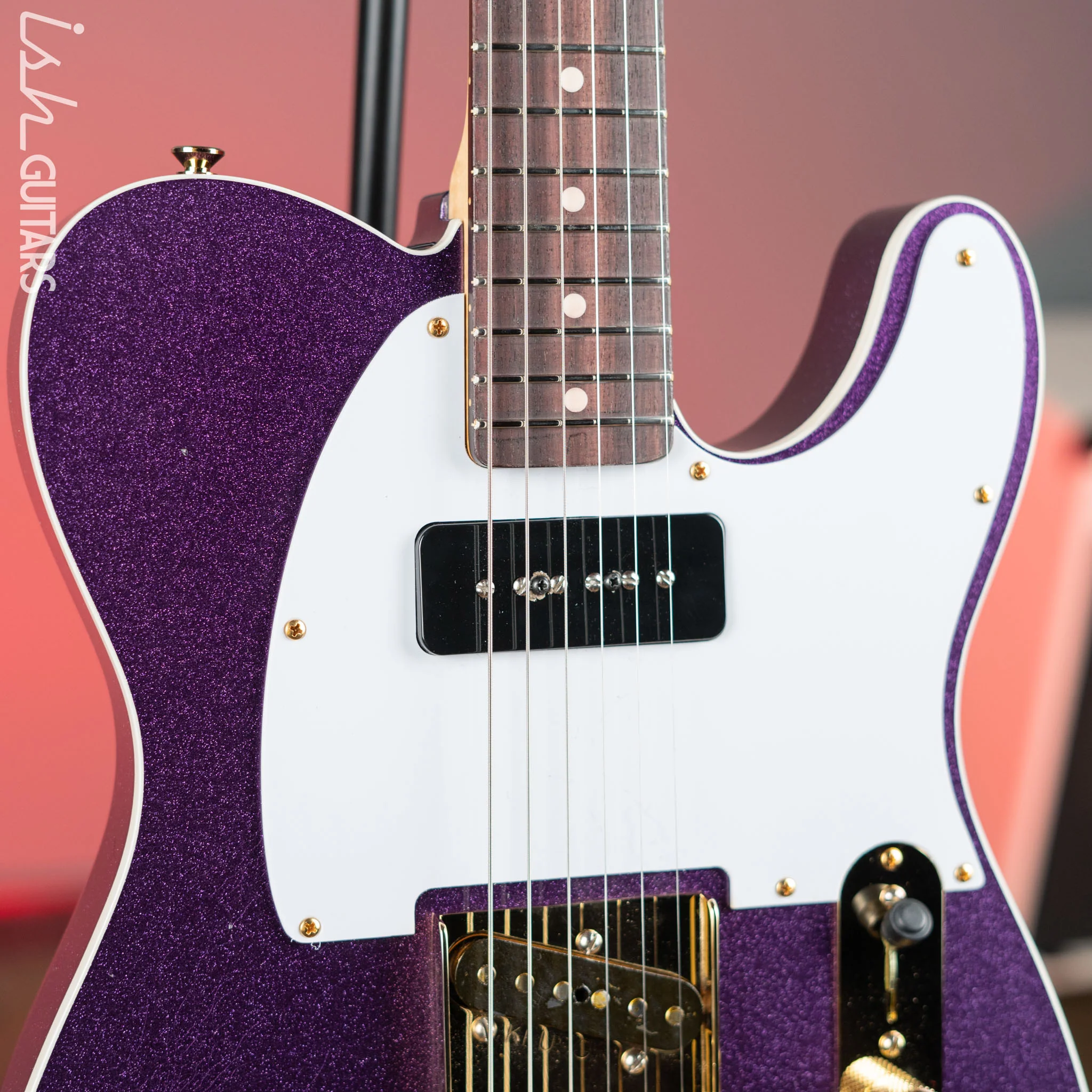 LSL Bad Bone 190 T-Style Electric Guitar Purple Sparkle - Image 3