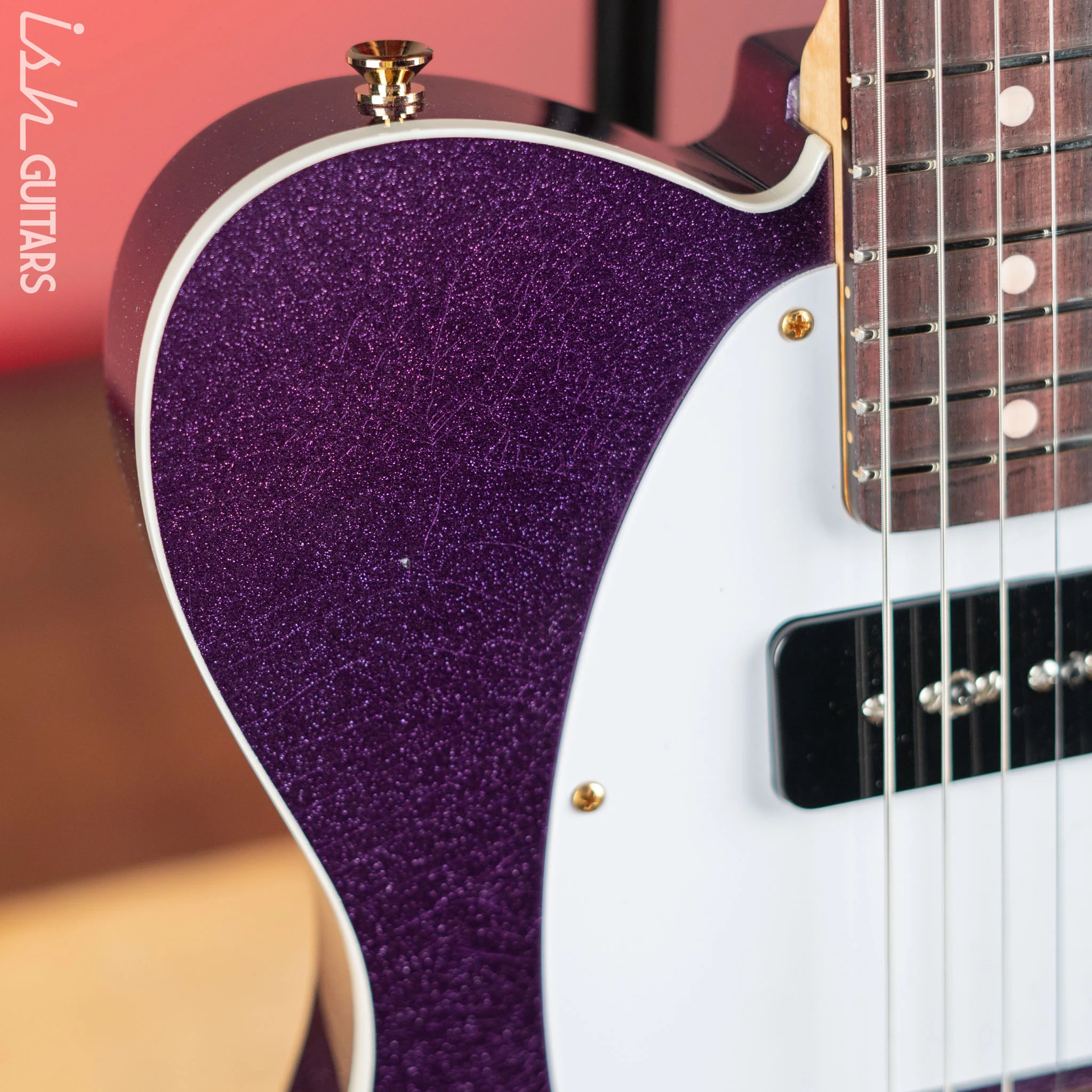 LSL Bad Bone 190 T-Style Electric Guitar Purple Sparkle - Image 8