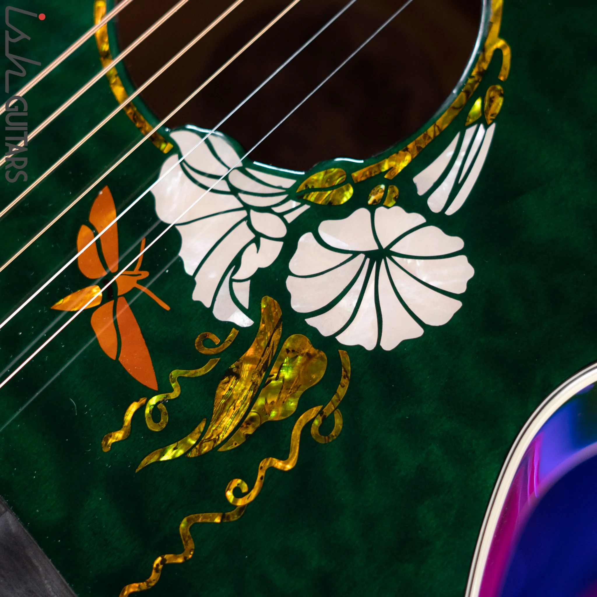 Luna Flo Moon Custom Acoustic Guitar Transparent Mallard - Image 4
