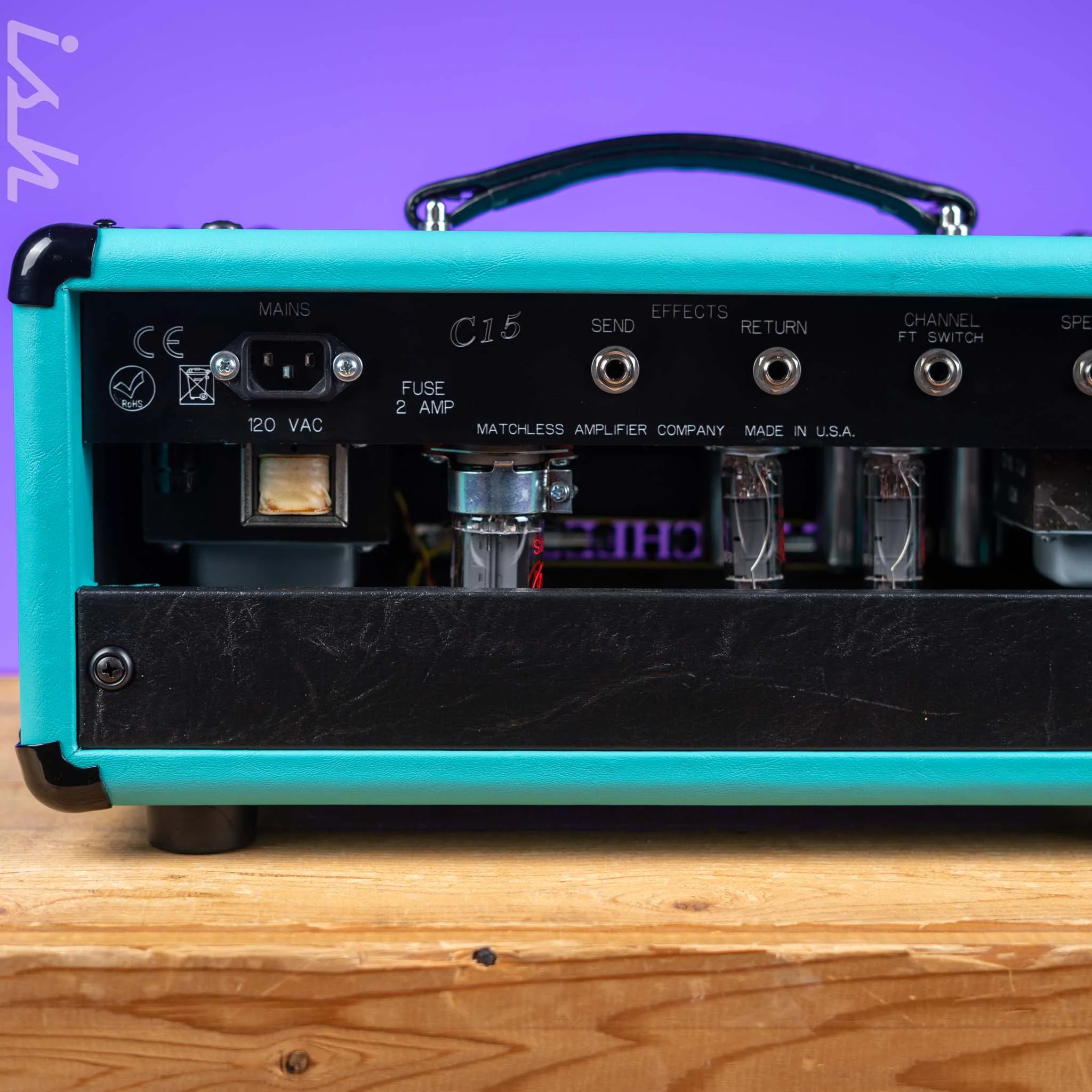Matchless HC-15 Amp Head Turquoise/Black/Silver - Image 6