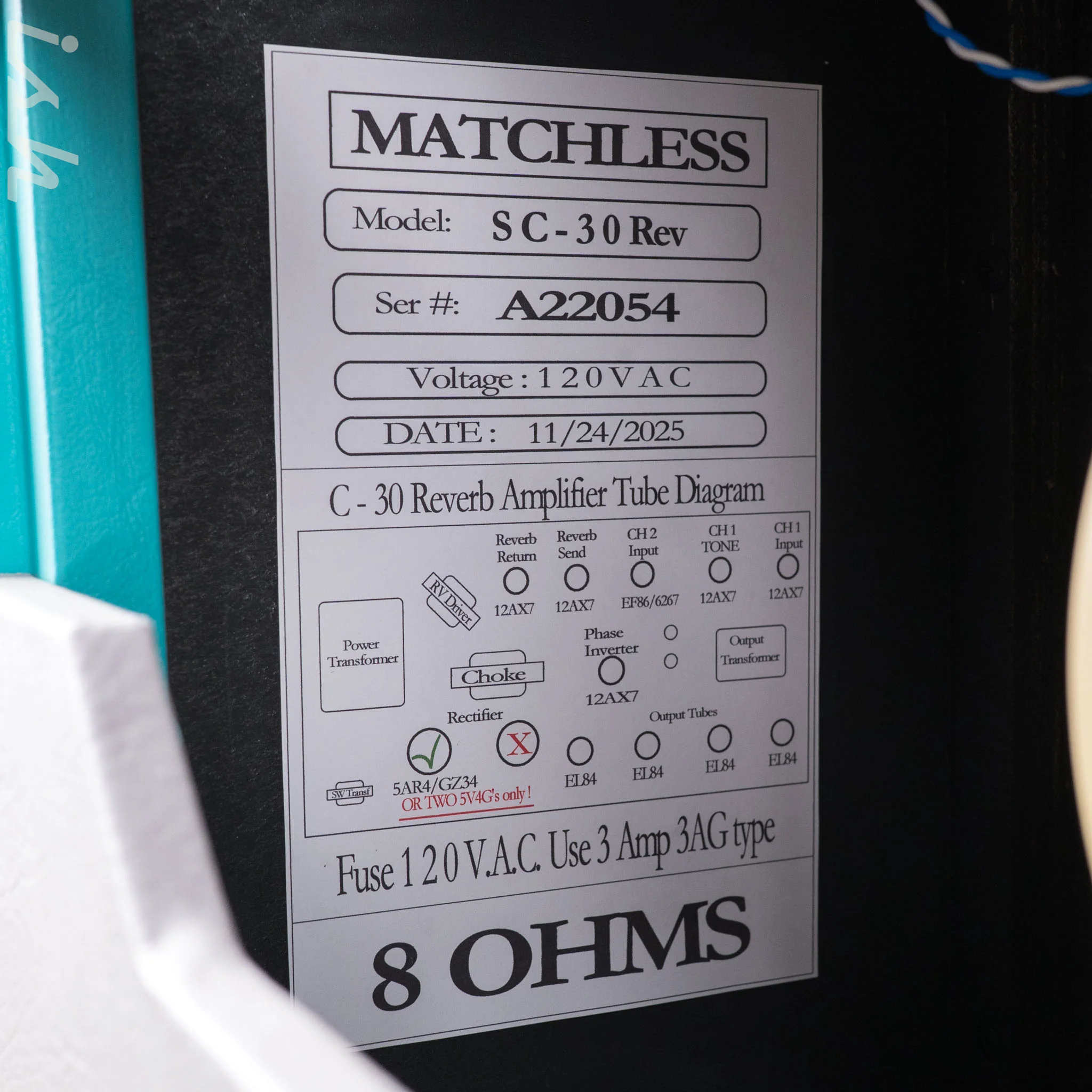 Matchless SC-30 Reverb 112 Combo Custom Turquoise Tolex - Image 9