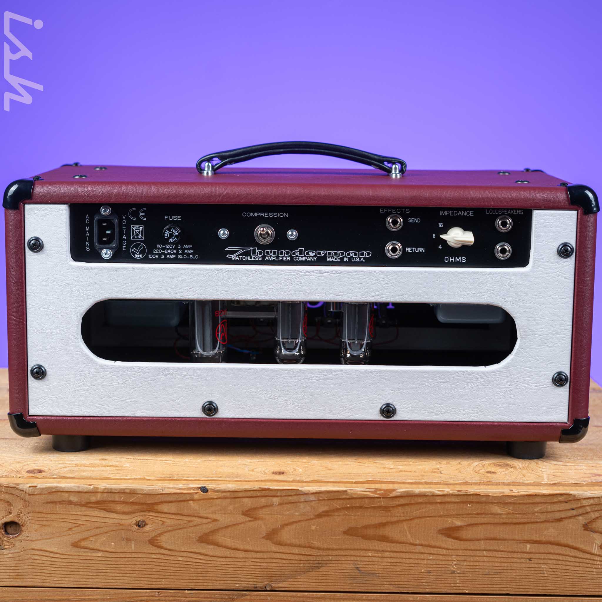 Matchless Thunderman Bass Amplifier Head Burgundy/White - Image 4