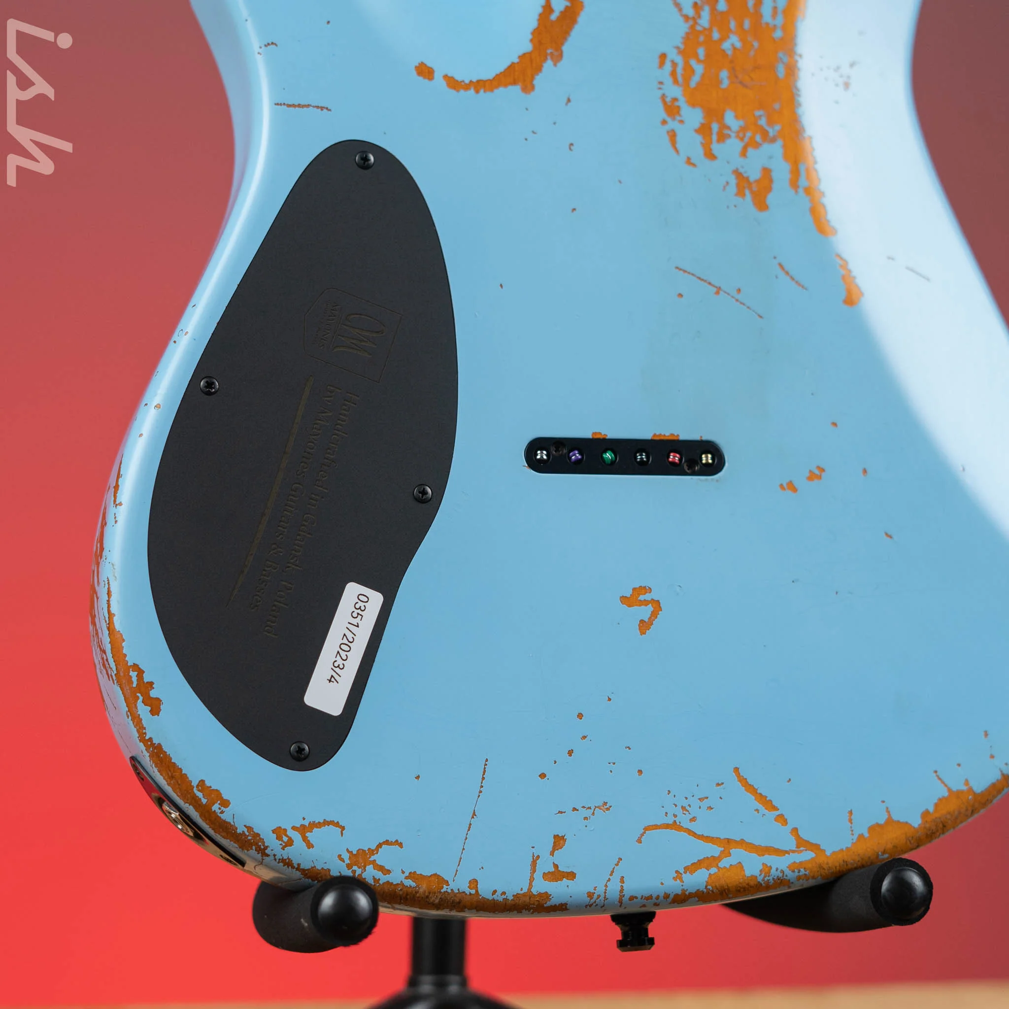Mayones Aquila Aged Relic 6 Daphne Blue Satin NAMM 2024 - Image 9