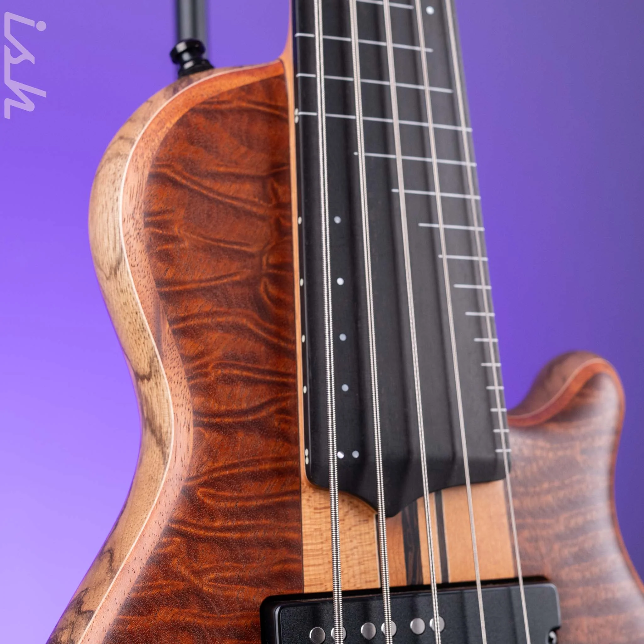 Mayones Cali 5 Fretless Mini Bass Quilted Maple - Image 4
