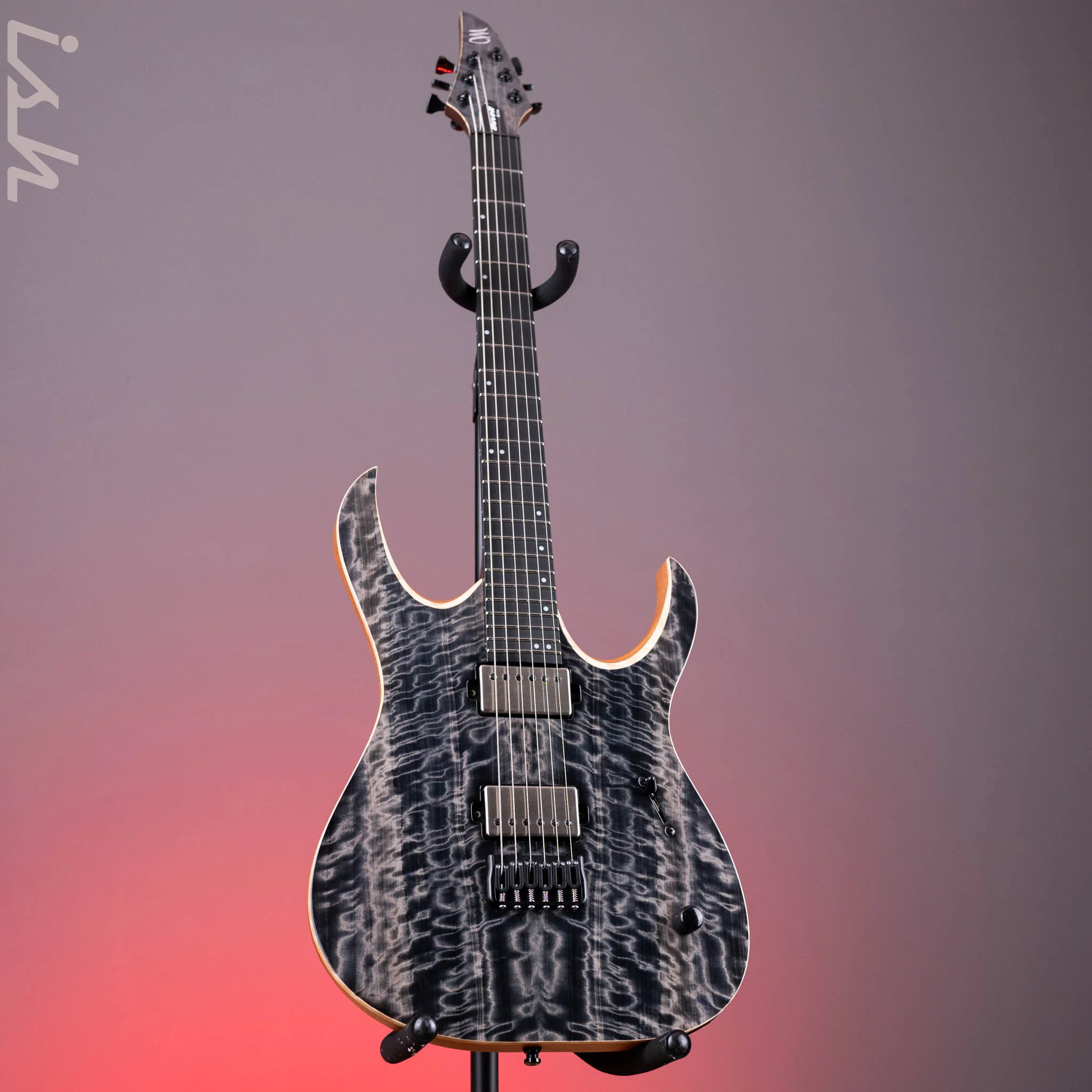 Mayones Duvell Elite 6 Electric Guitar Trans Graphite Gloss Curly Poplar - Image 2