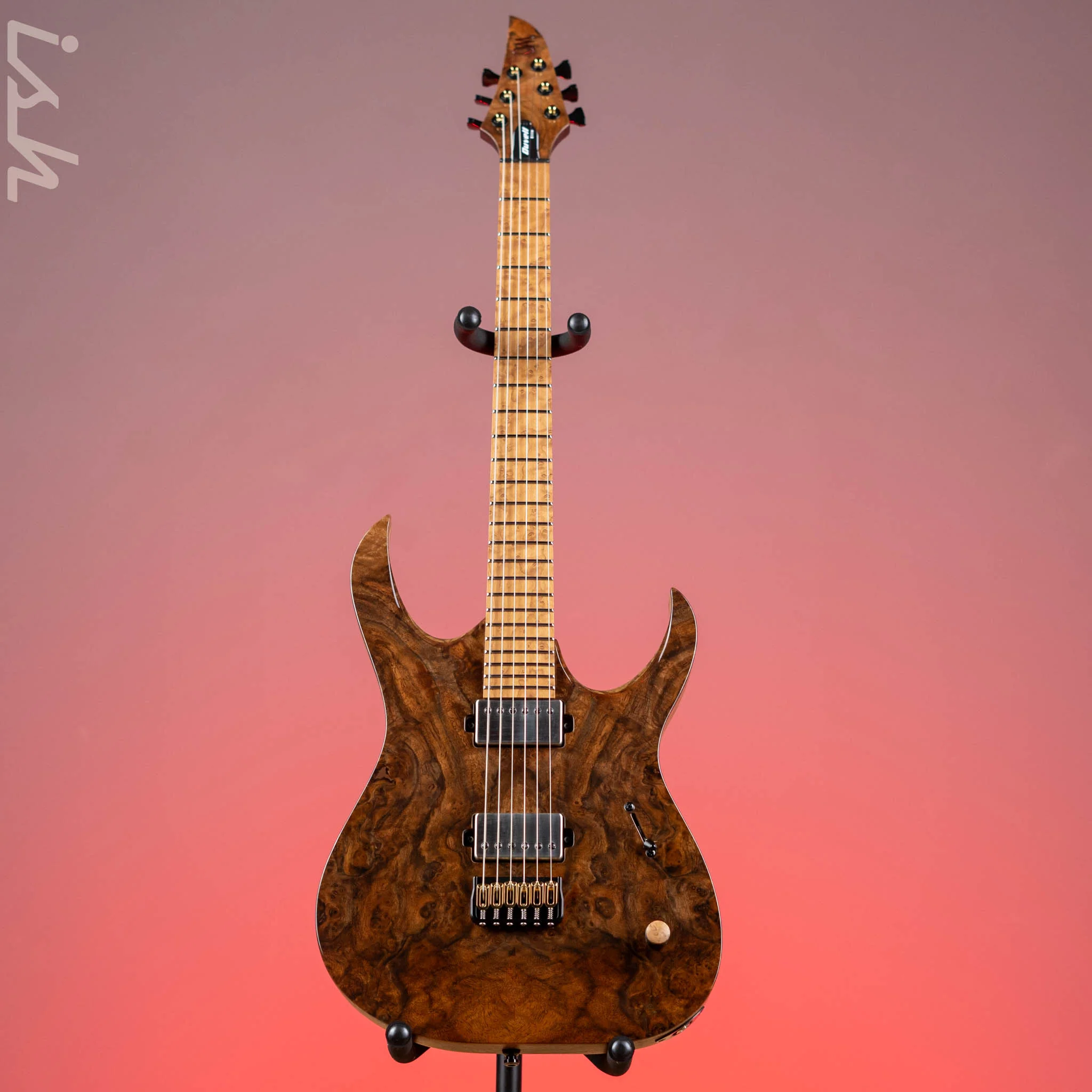 Mayones Duvell Elite 6 Master Grade Curly Walnut Natural NAMM 2024 - Image 2