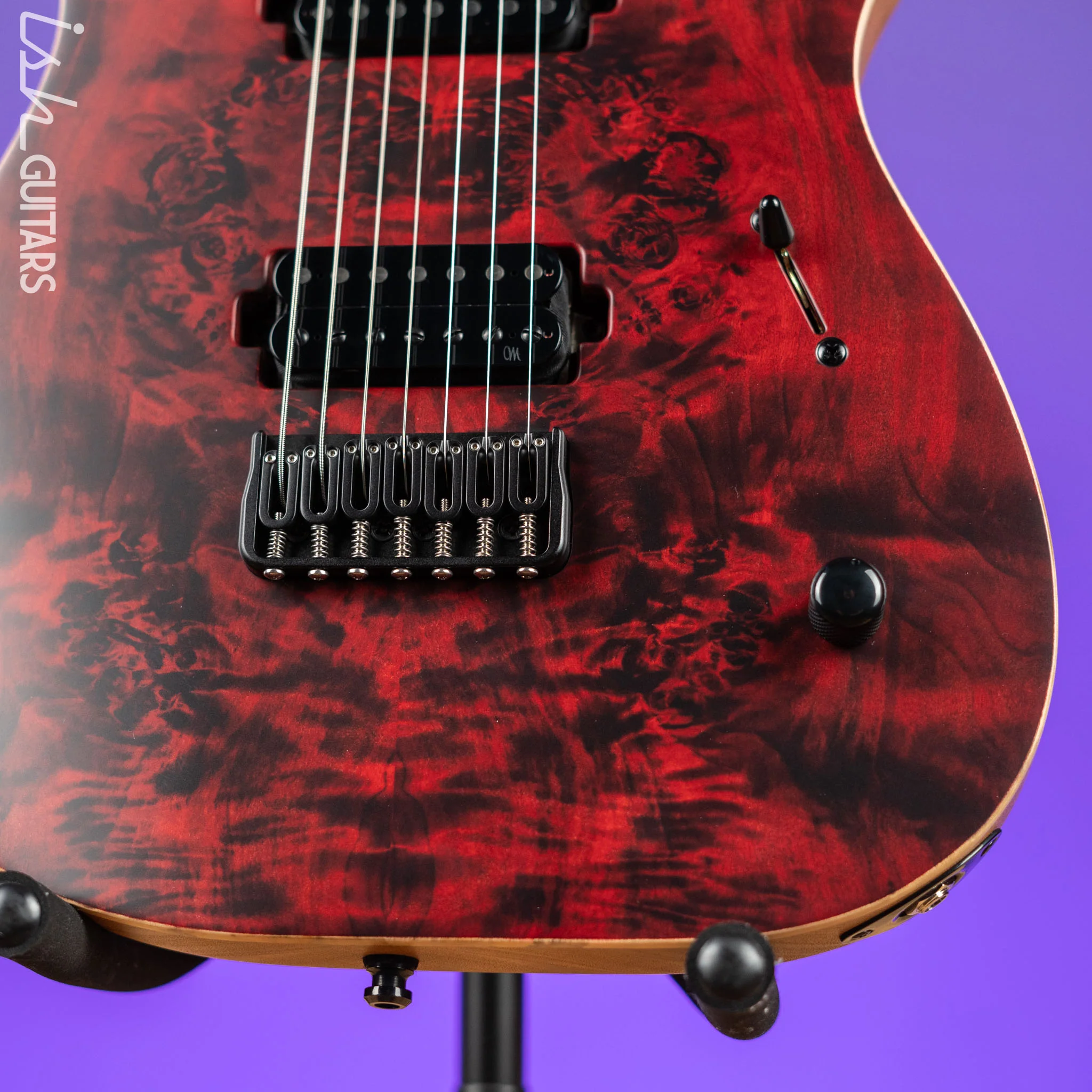 Mayones Duvell Elite 7-String Guitar Transparent Dirty Red Satin - Image 4