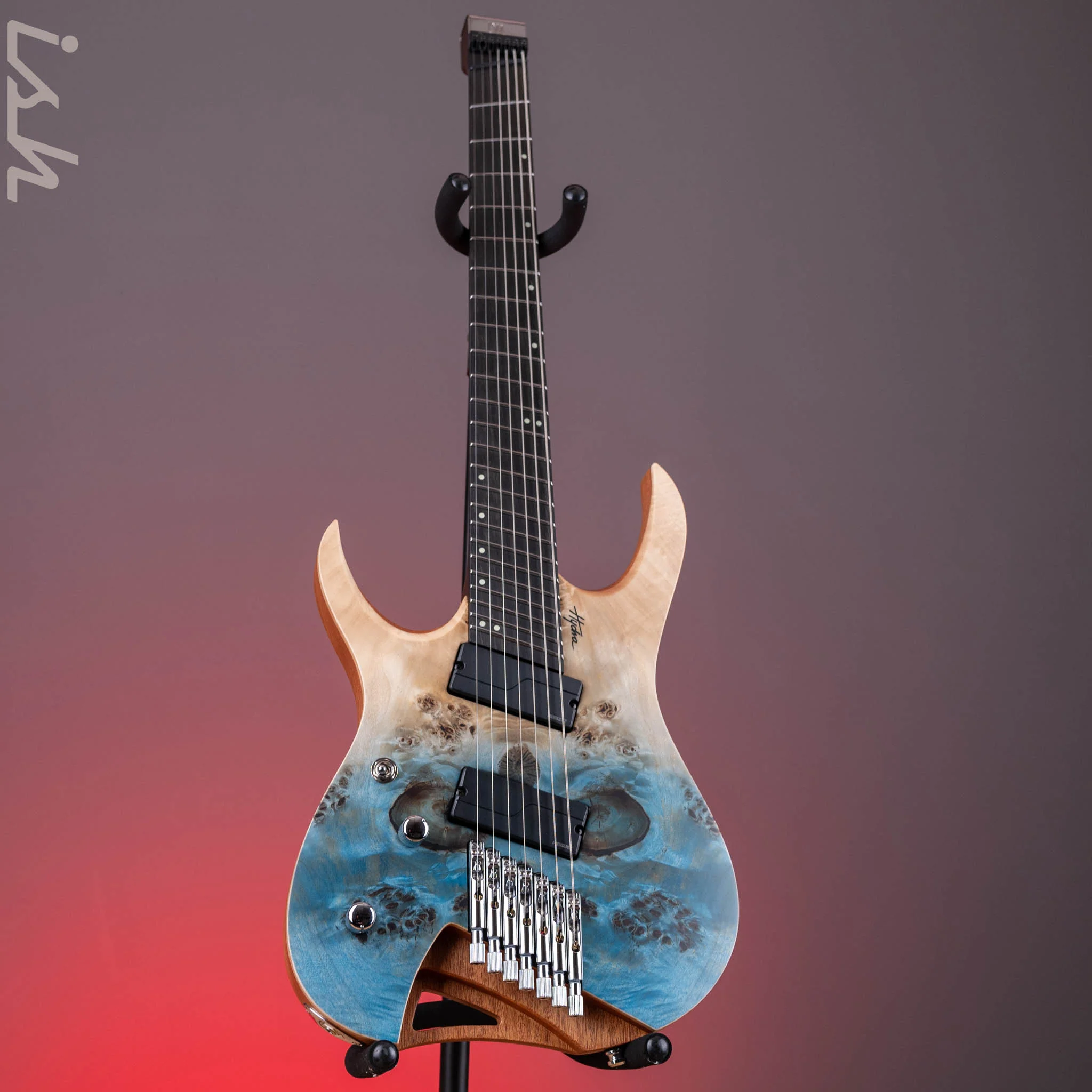 Mayones Hydra Elite VF 7-String Guitar Lefthand Transparent Satin Aquamarine Horizon - Image 2