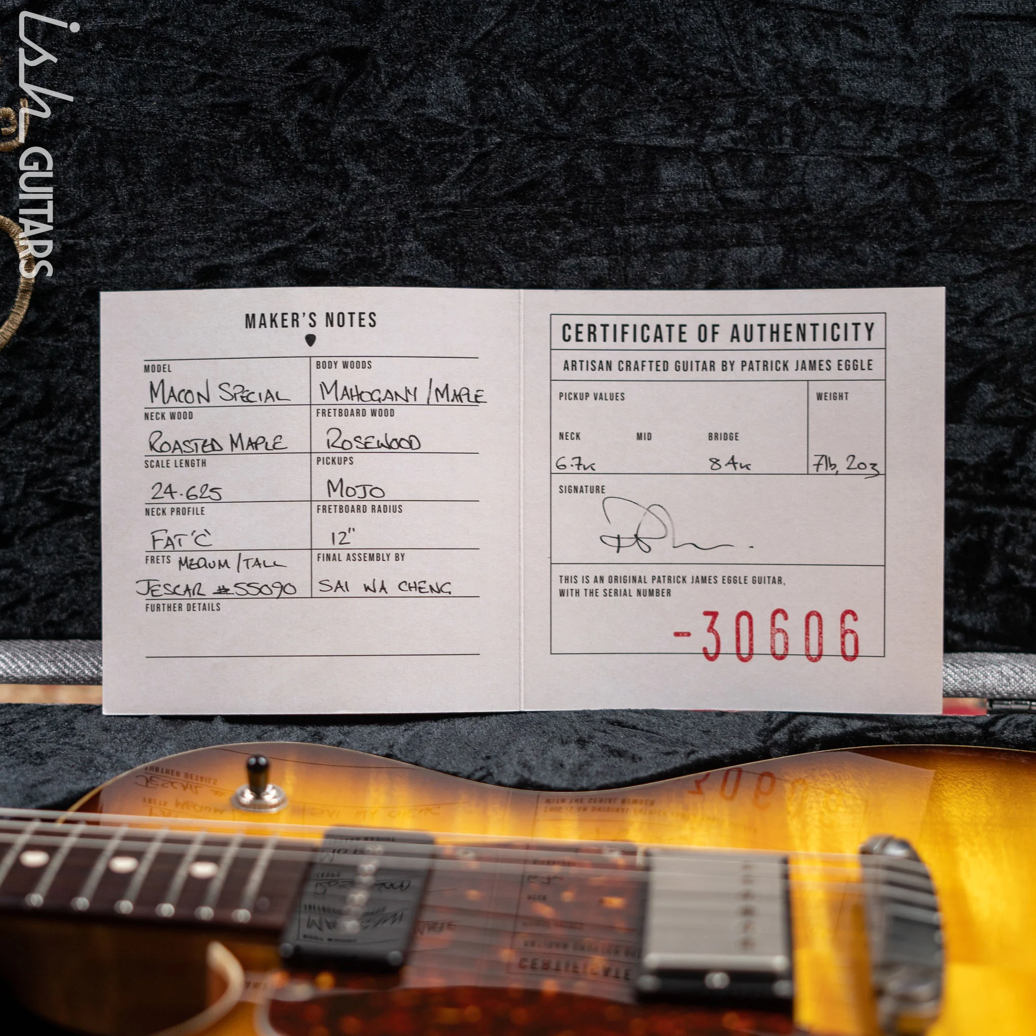 Patrick James Eggle Macon Special Lefty Tobacco Burst - Image 17