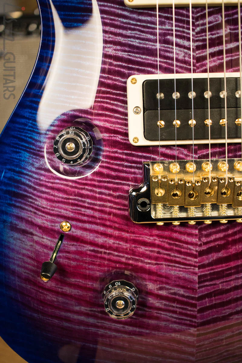 Paul Reed Smith Custom 24 Lefty Custom Color Violet Blue Burst Hybrid Gold Hardware Flame Maple Neck Ebony Board - Image 4
