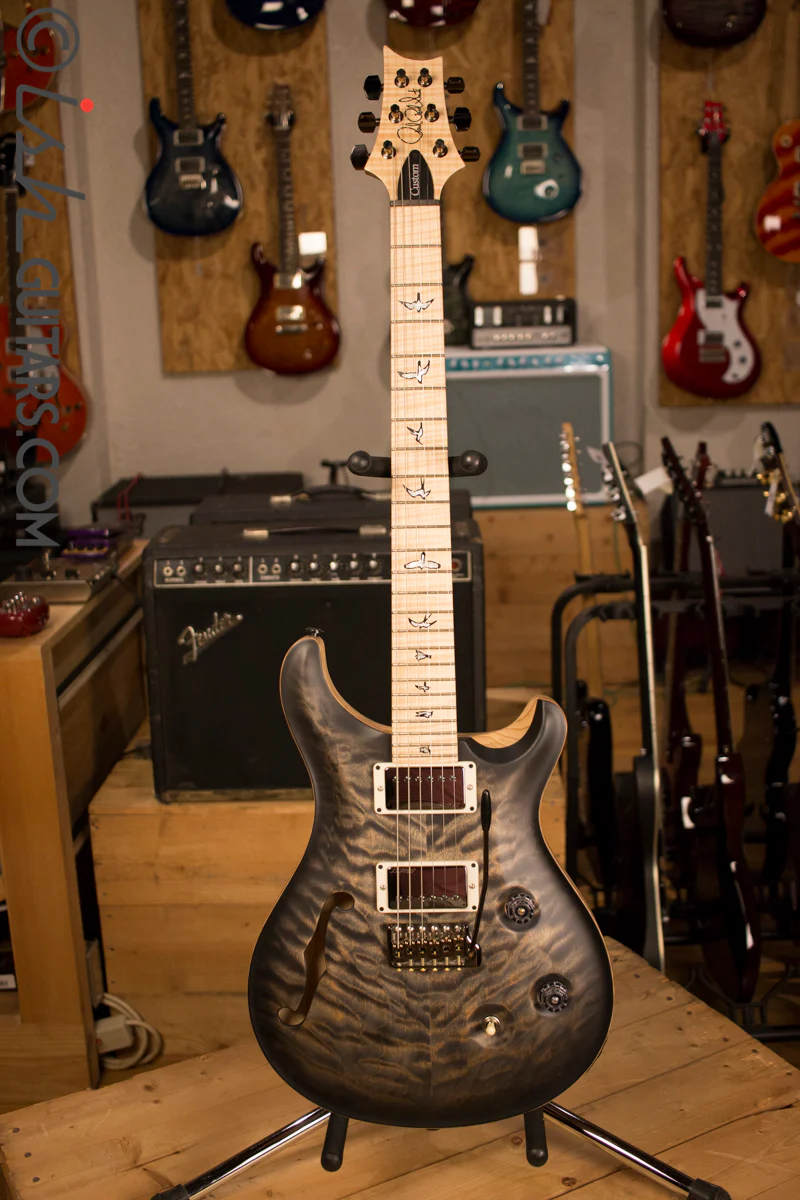 Paul Reed Smith PRS Custom 24 Semi-Hollow Wood Library Quilt Swamp Ash Charcoal - Image 2