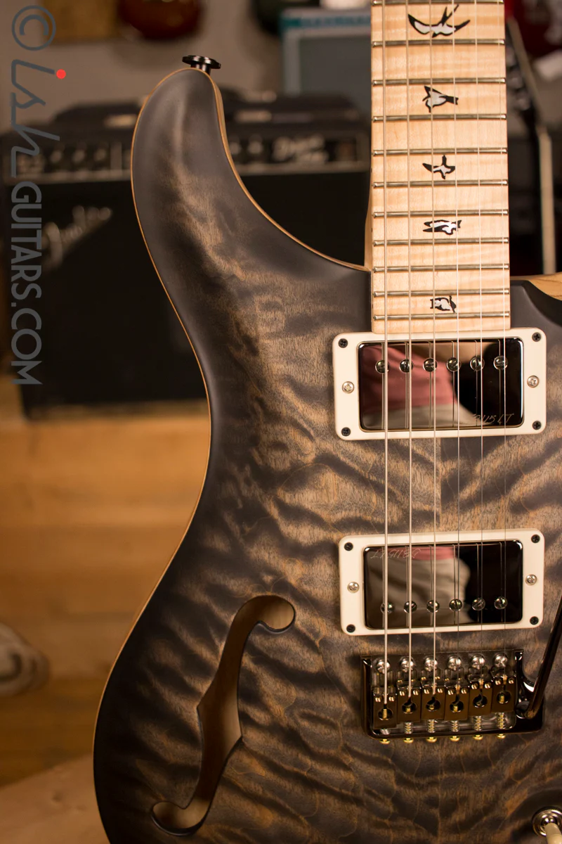 Paul Reed Smith PRS Custom 24 Semi-Hollow Wood Library Quilt Swamp Ash Charcoal - Image 3