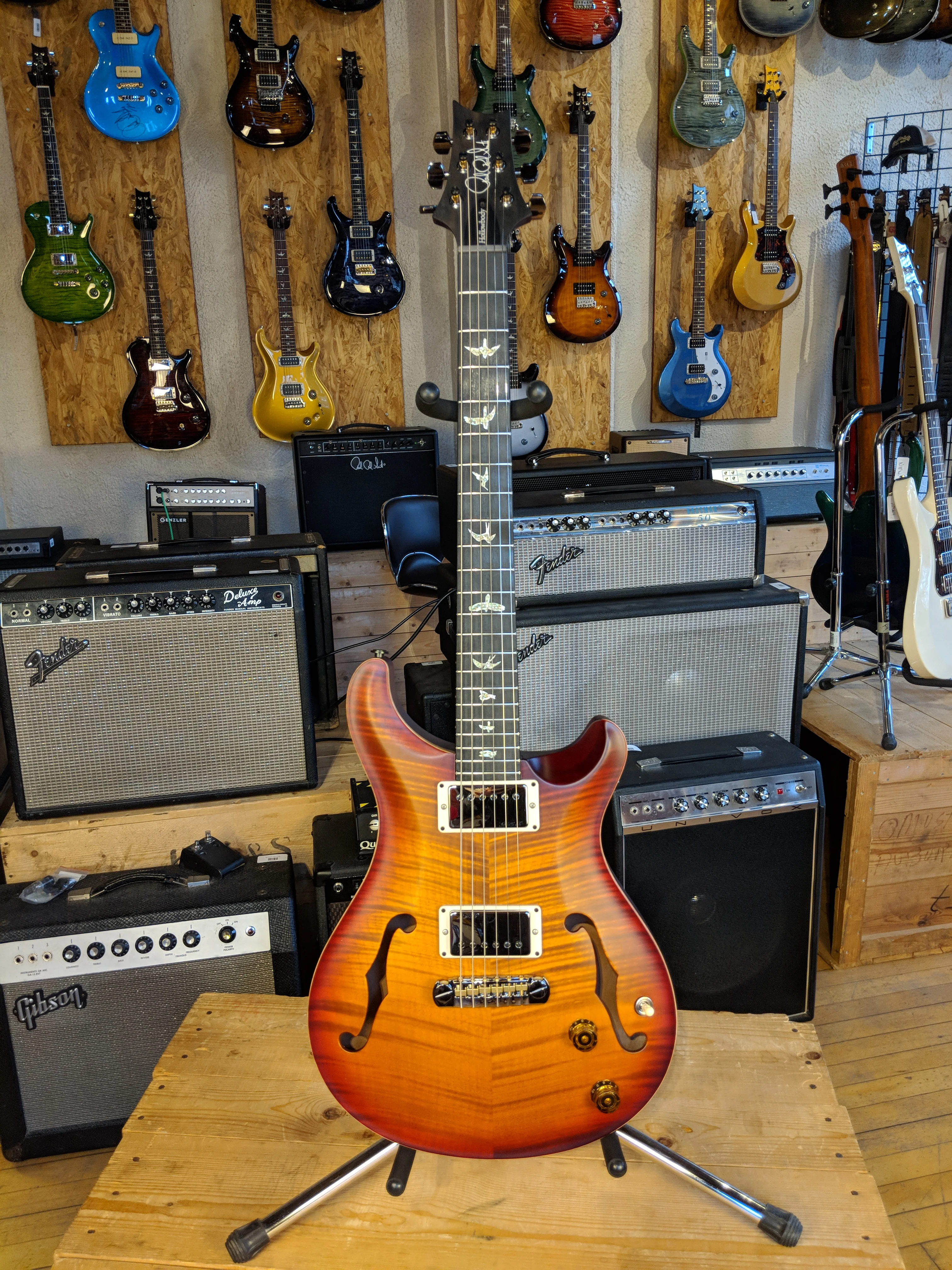 Paul Reed Smith Wood Library Hollowbody I Dark Cherry Sunburst w/ Matching Flamed Neck - Image 2