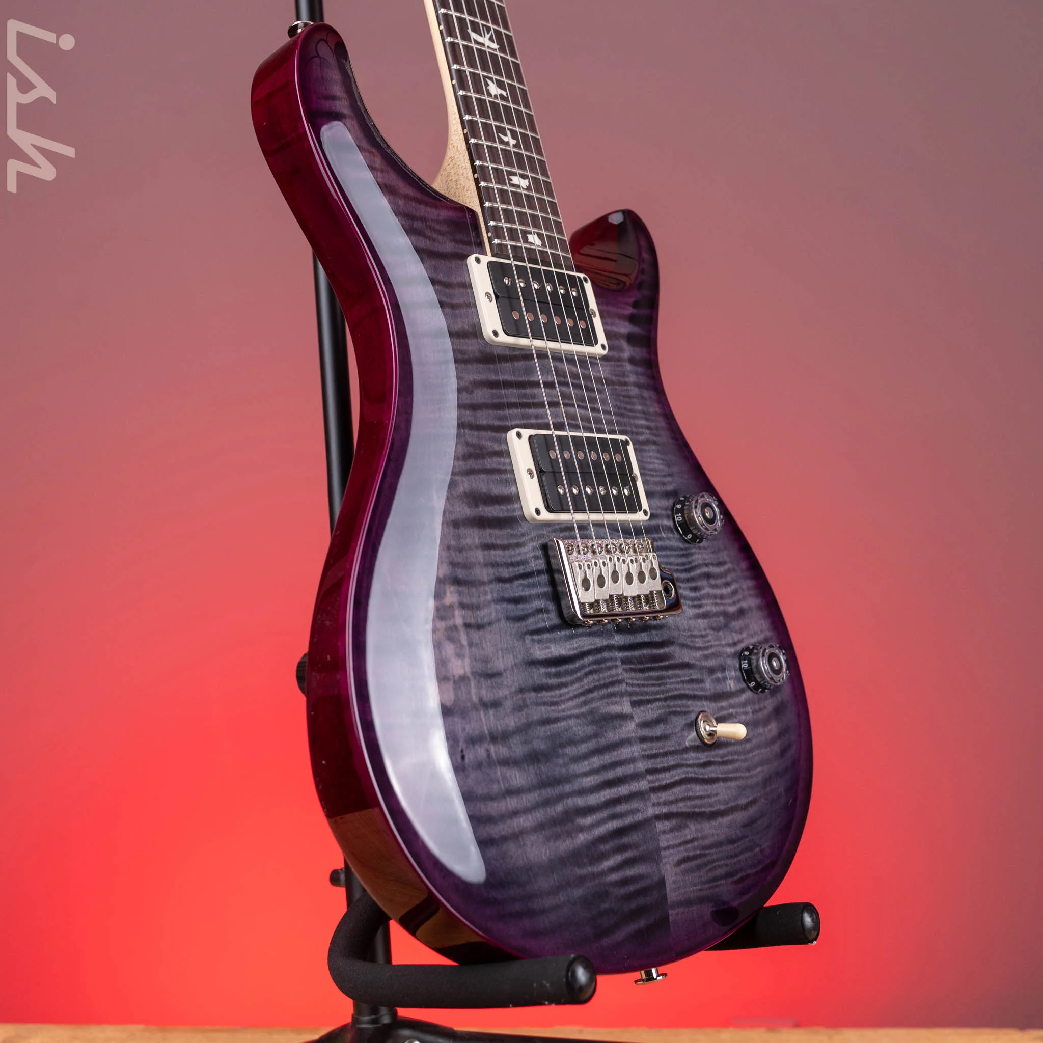 PRS CE 24 Electric Guitar - Faded Gray Black Purple Wraparound Smokeburst - Image 3