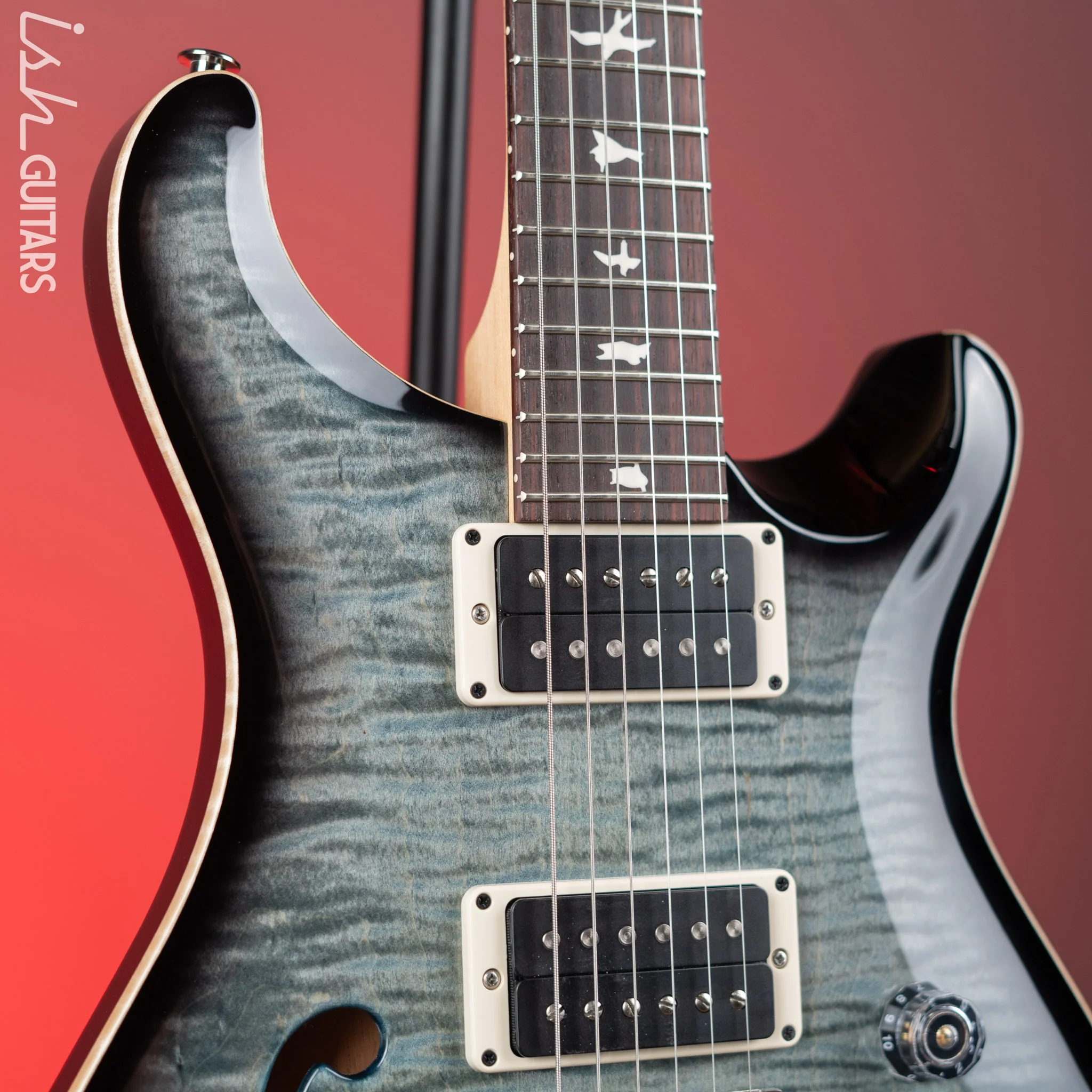 PRS CE 24 Semi-Hollow Electric Guitar Faded Blue Smokeburst - Image 3
