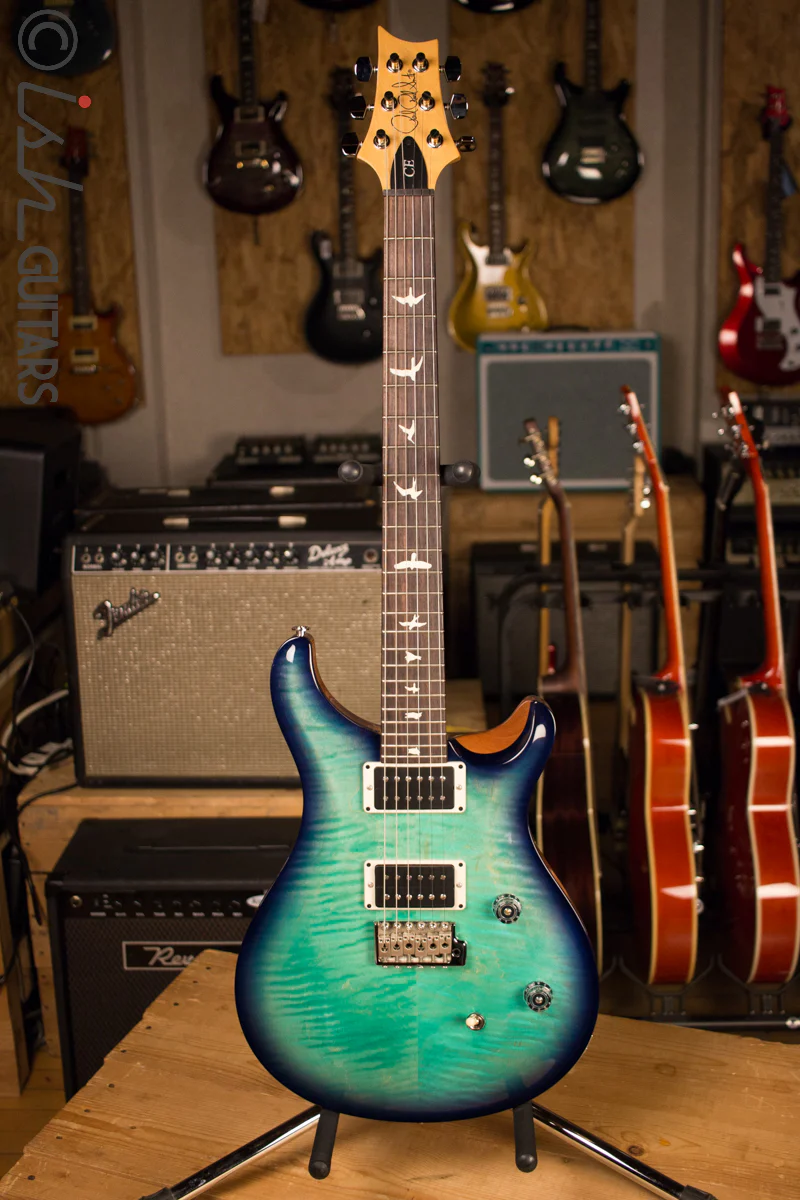 Paul Reed Smith PRS CE24 Custom Color Trippy Aqua Burst Natural Back - Image 2