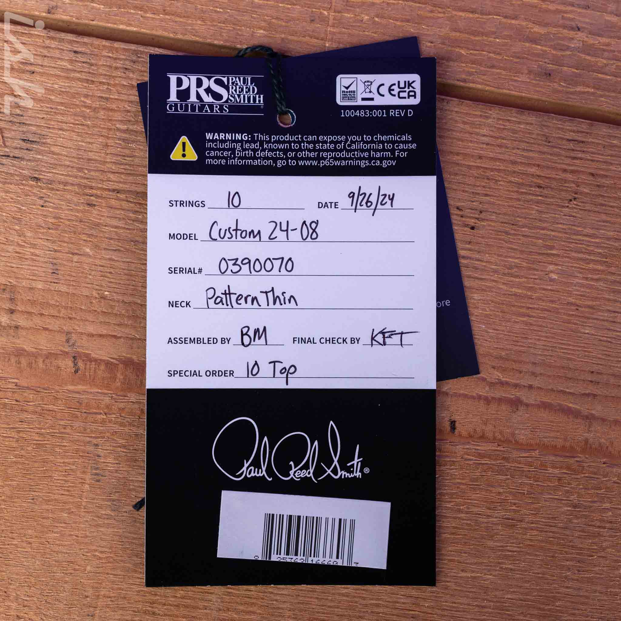 PRS Custom 24-08 10-Top Black Gold Wraparound Burst - Image 11