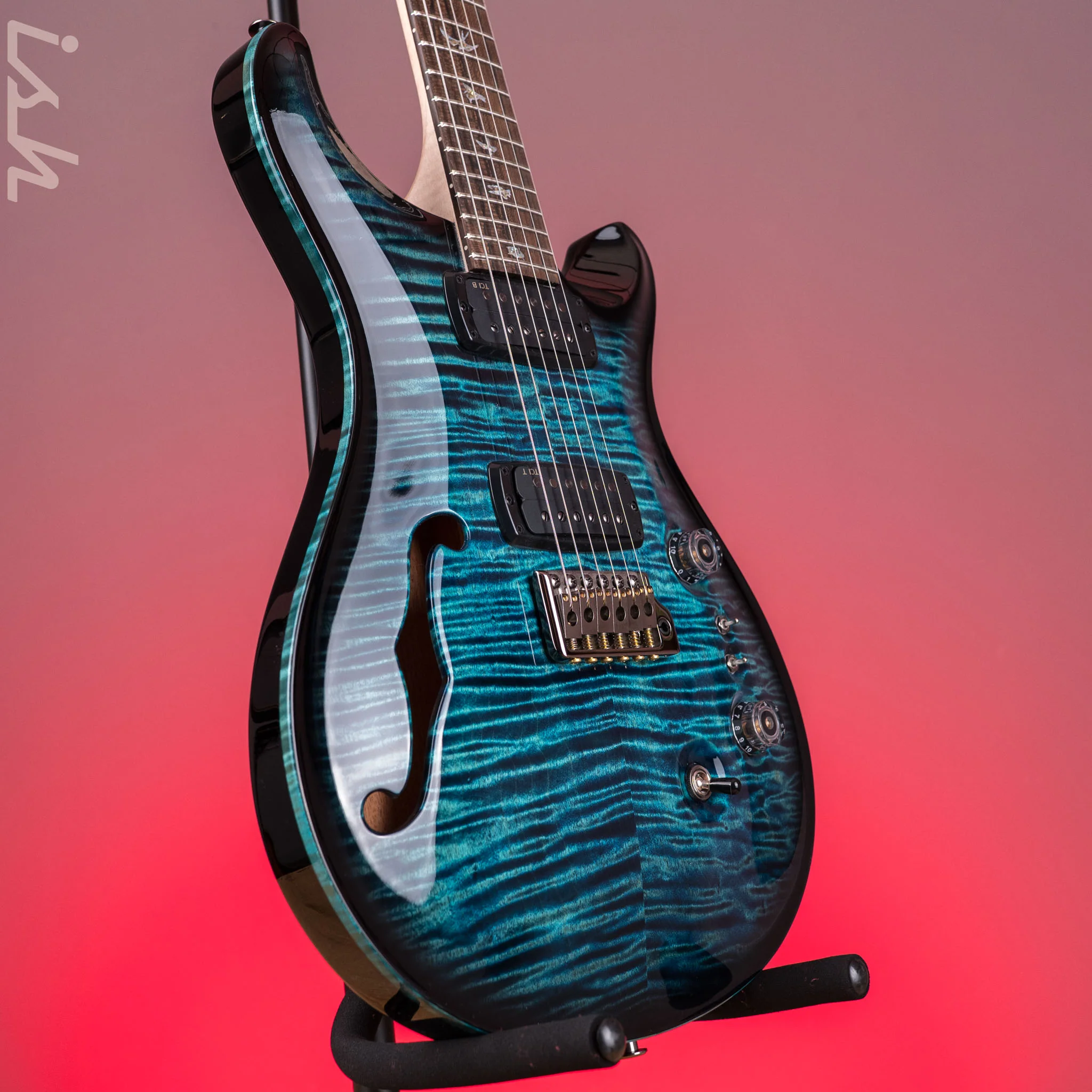PRS Custom 24-08 Semi-Hollow Cobalt Smokeburst w/ Stained Binding - Image 3