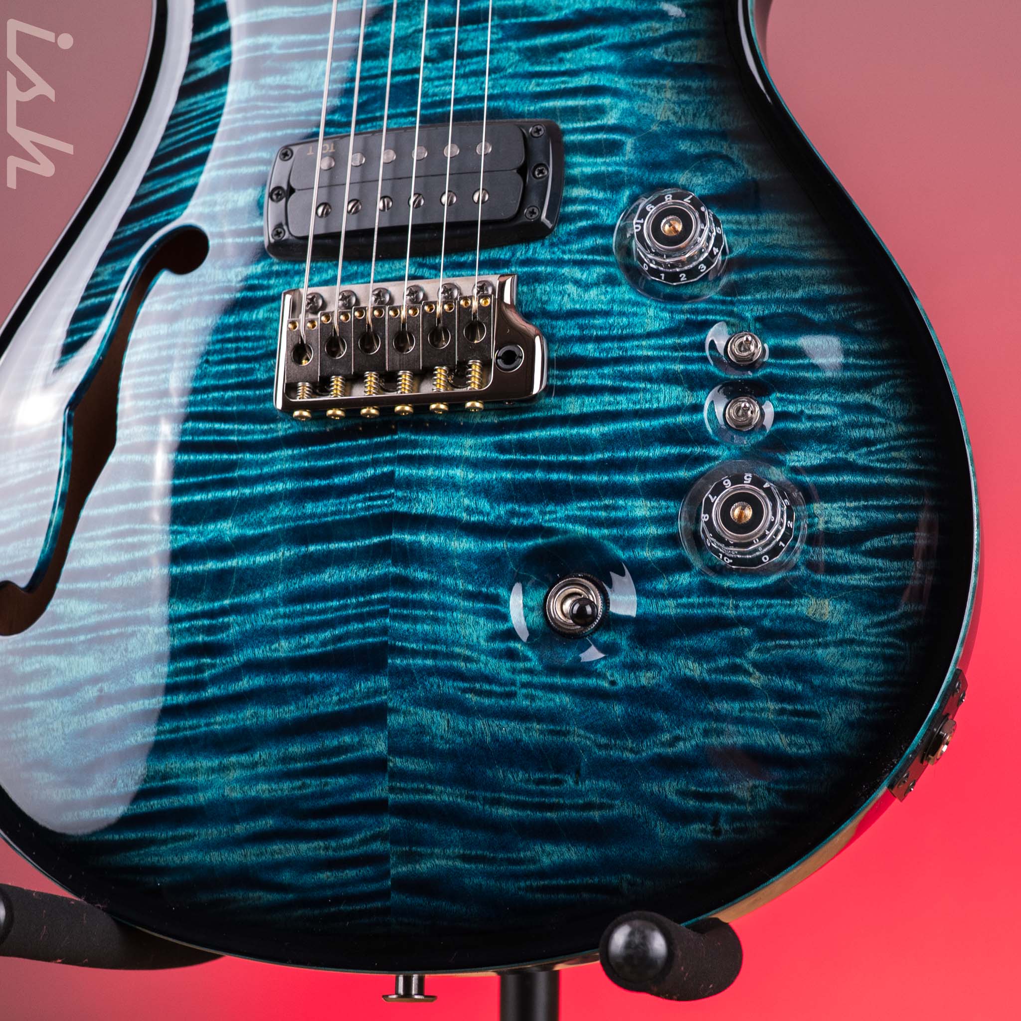 PRS Custom 24-08 Semi-Hollow Cobalt Smokeburst w/ Stained Binding - Image 5