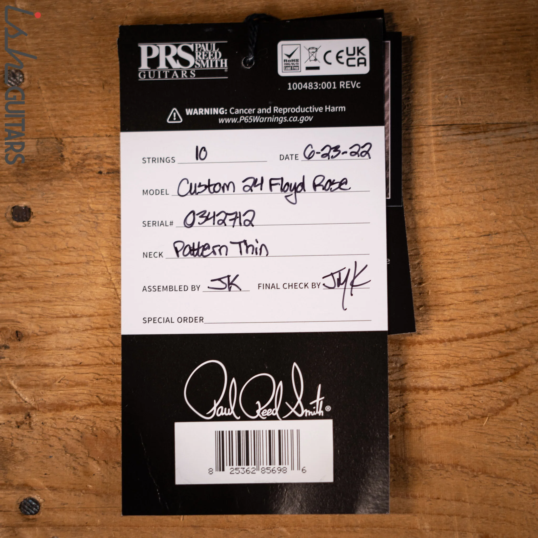 PRS Custom 24 Floyd Rose Black Gloss Amber Binding - Image 13
