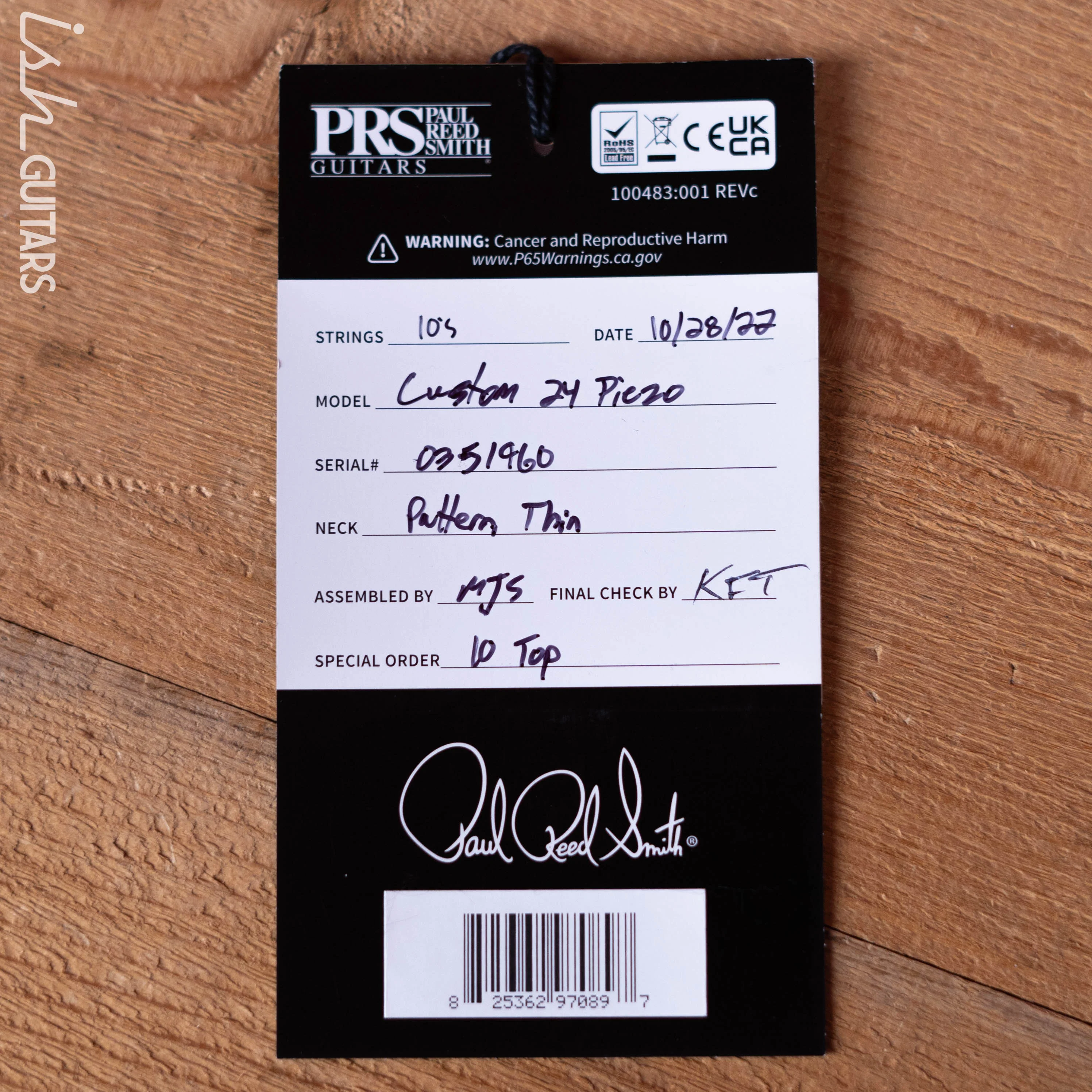 PRS Custom 24 Piezo 10-Top Blue Matteo - Image 12