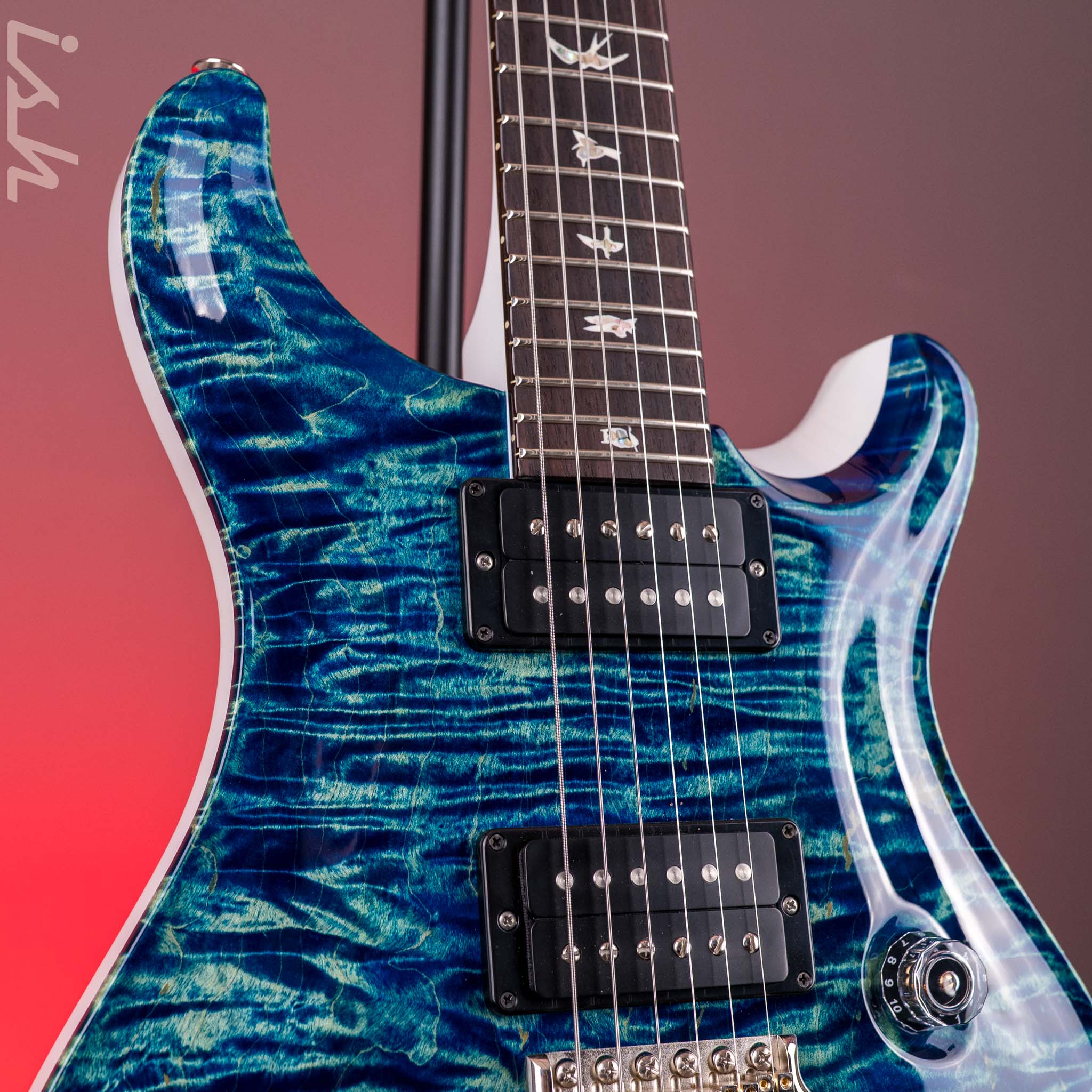 PRS Custom 24 River Blue Wrap w/ Pearl White Back - Image 5