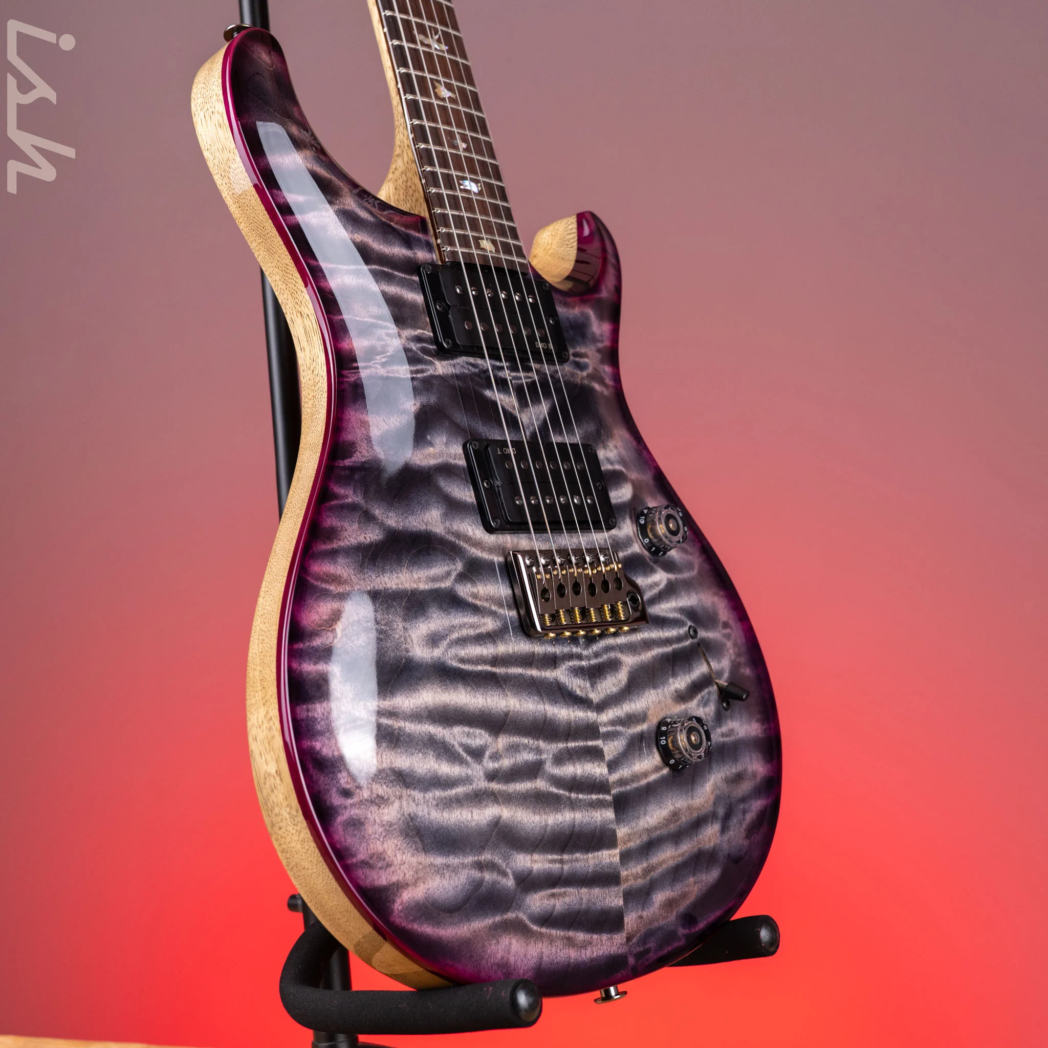 PRS Custom 24 Wood Library 10-Top Quilt Charcoal Purple Burst - Image 3