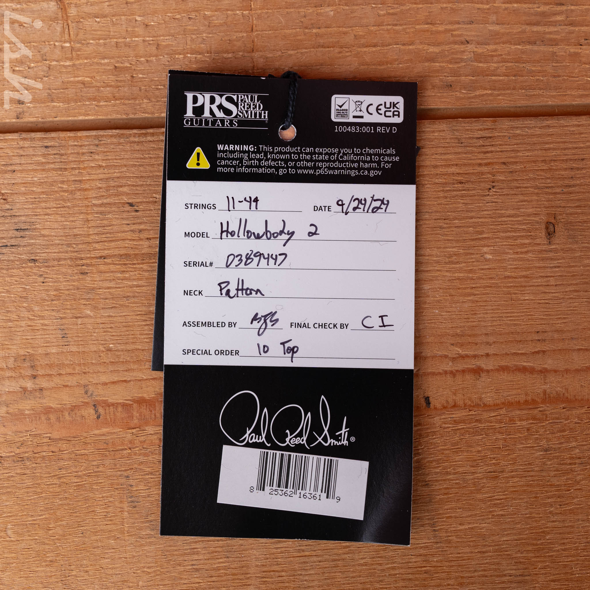 PRS Hollowbody II Piezo 10-Top Electric Guitar Charcoal Burst - Image 11