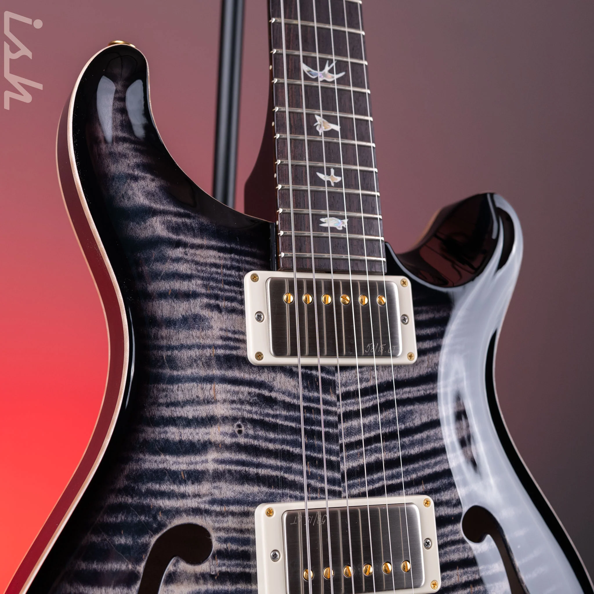 PRS Hollowbody II Piezo 10-Top Electric Guitar Charcoal Burst - Image 3