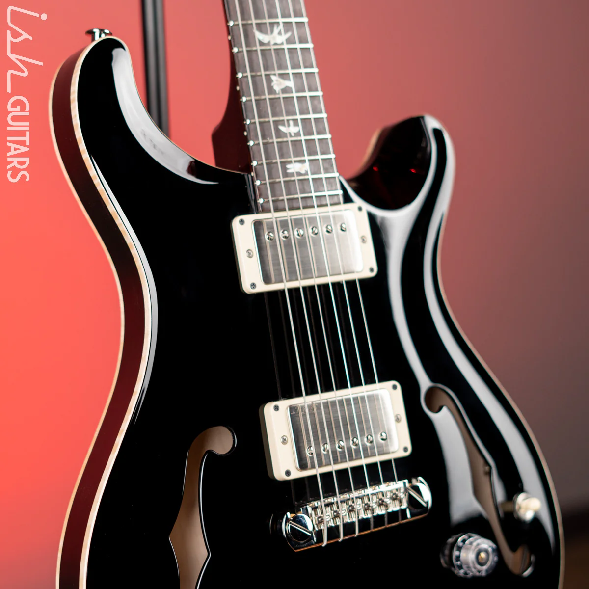PRS Hollowbody II Piezo Black Gloss w/ Natural Binding - Image 3