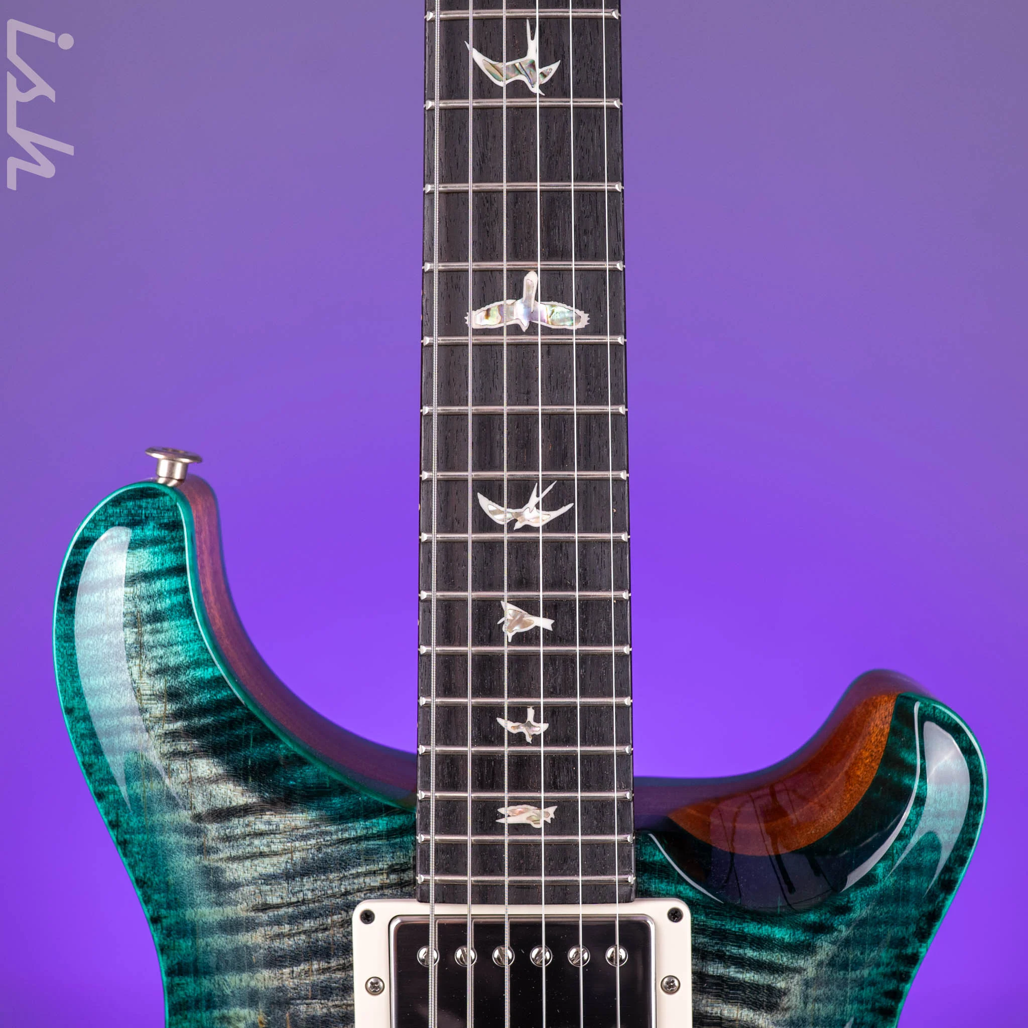 PRS Hollowbody II Piezo Grey Black Turquoise Burst Custom Color - Image 6