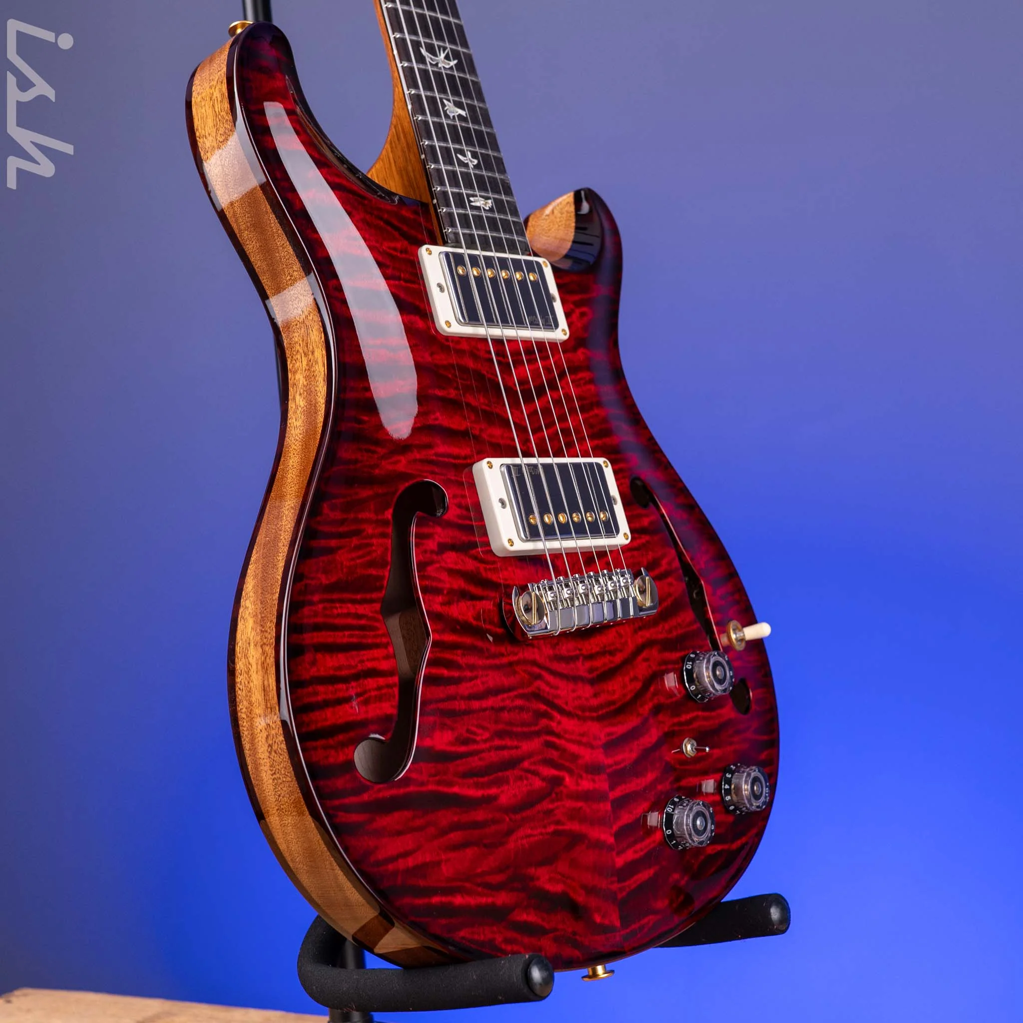 PRS Hollowbody II Piezo 10-Top Fire Red Smokeburst Custom Color - Image 3