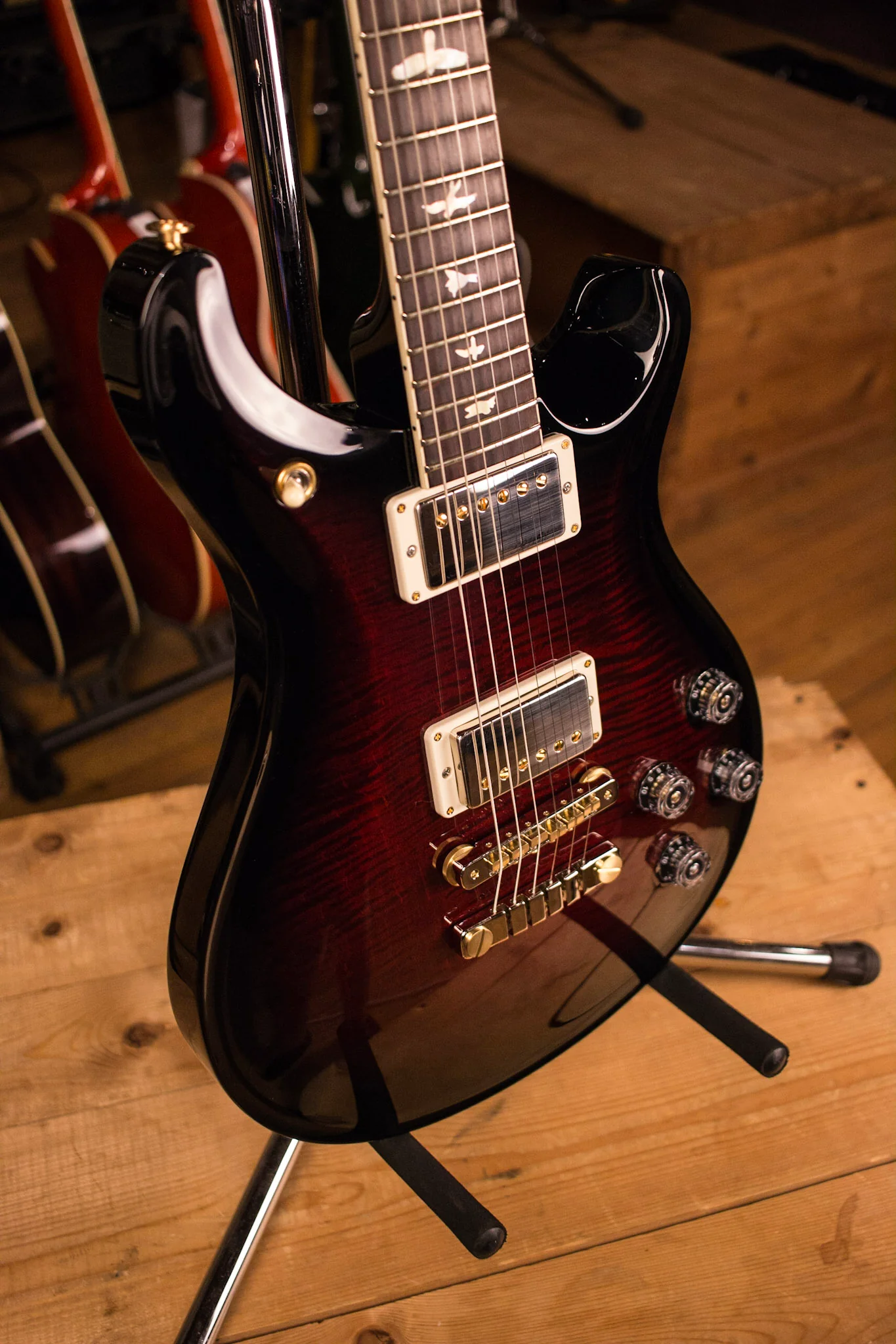 2017 PRS McCarty 594 10 Top CUSTOM Cocobolo Fretboard Gold MOP Fire Red Smokewrap - Image 6