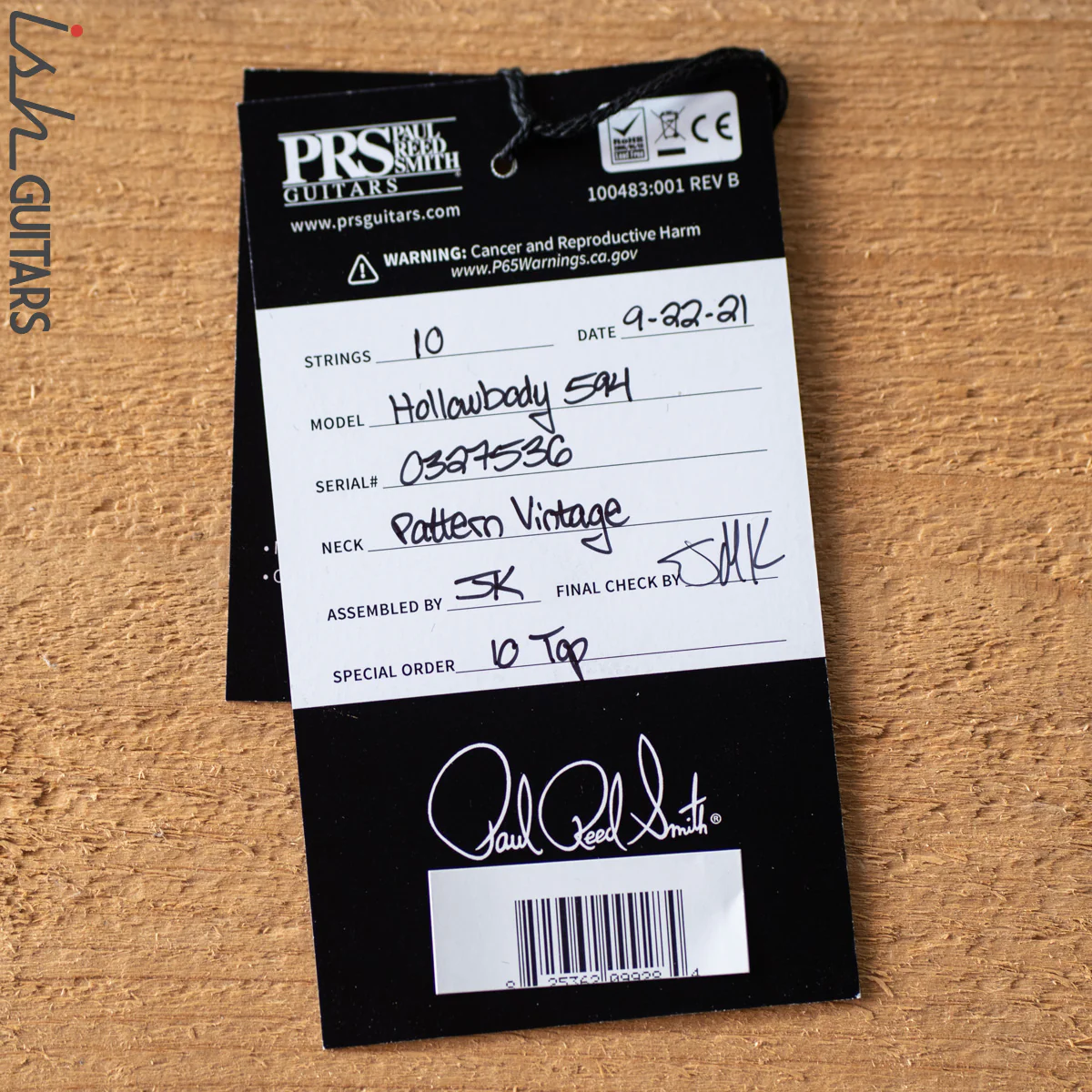 PRS McCarty 594 Hollowbody II Charcoal Blue Burst 10 Top - Image 14