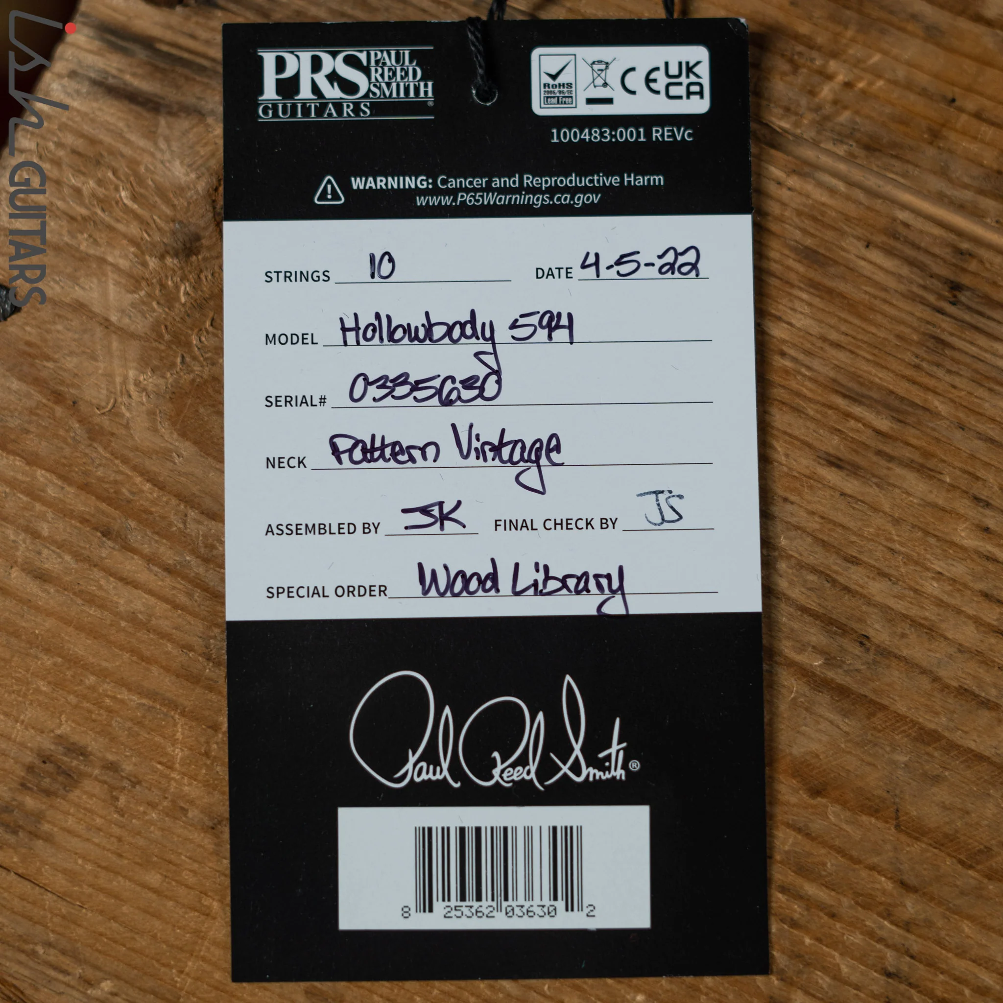 PRS McCarty 594 Hollowbody II Wood Library Antique White Opaque Satin - Image 10