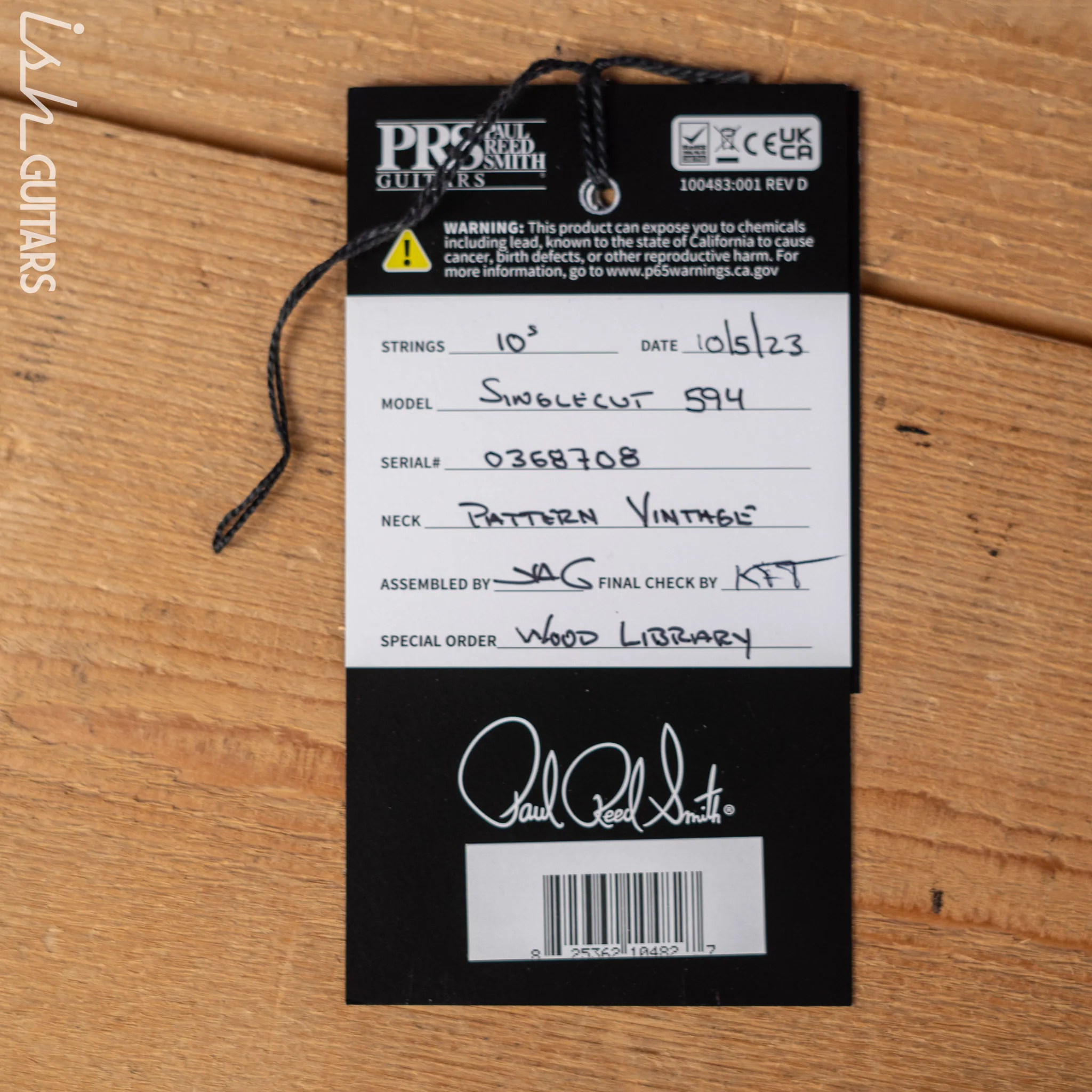 PRS McCarty 594 Singlecut Wood Library Brazilian Rosewood Fretboard Black Satin - Image 11