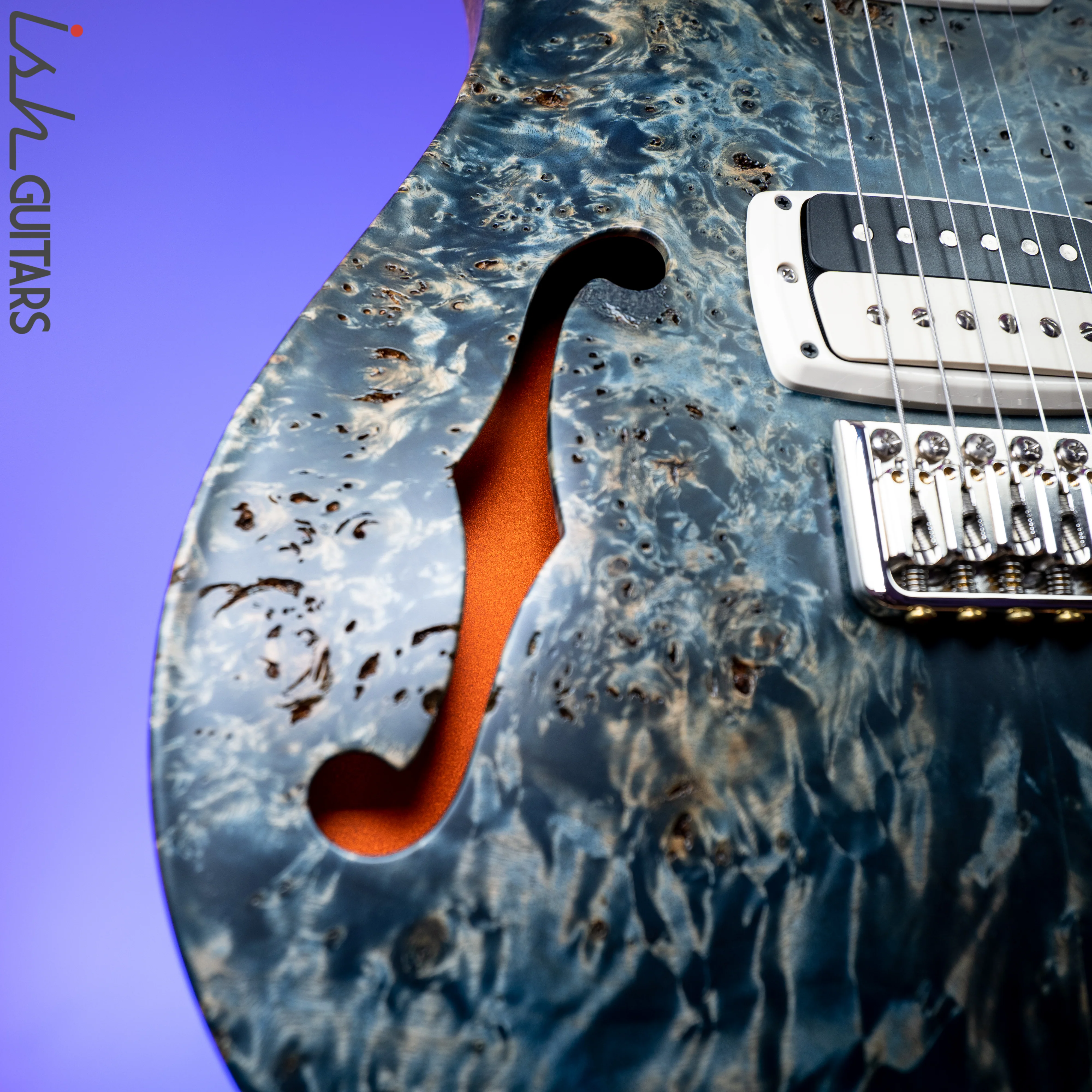 PRS Paul Reed Smith Private Stock 408 Semi Hollow Poplar Burl Triple Faded Indigo - Image 17