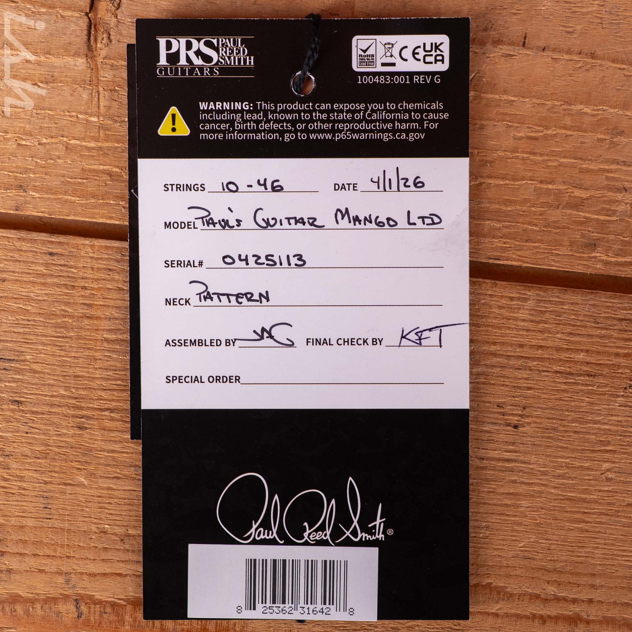 PRS Paul's Limited Mango Top Ziricote Fretboard Natural - Image 13