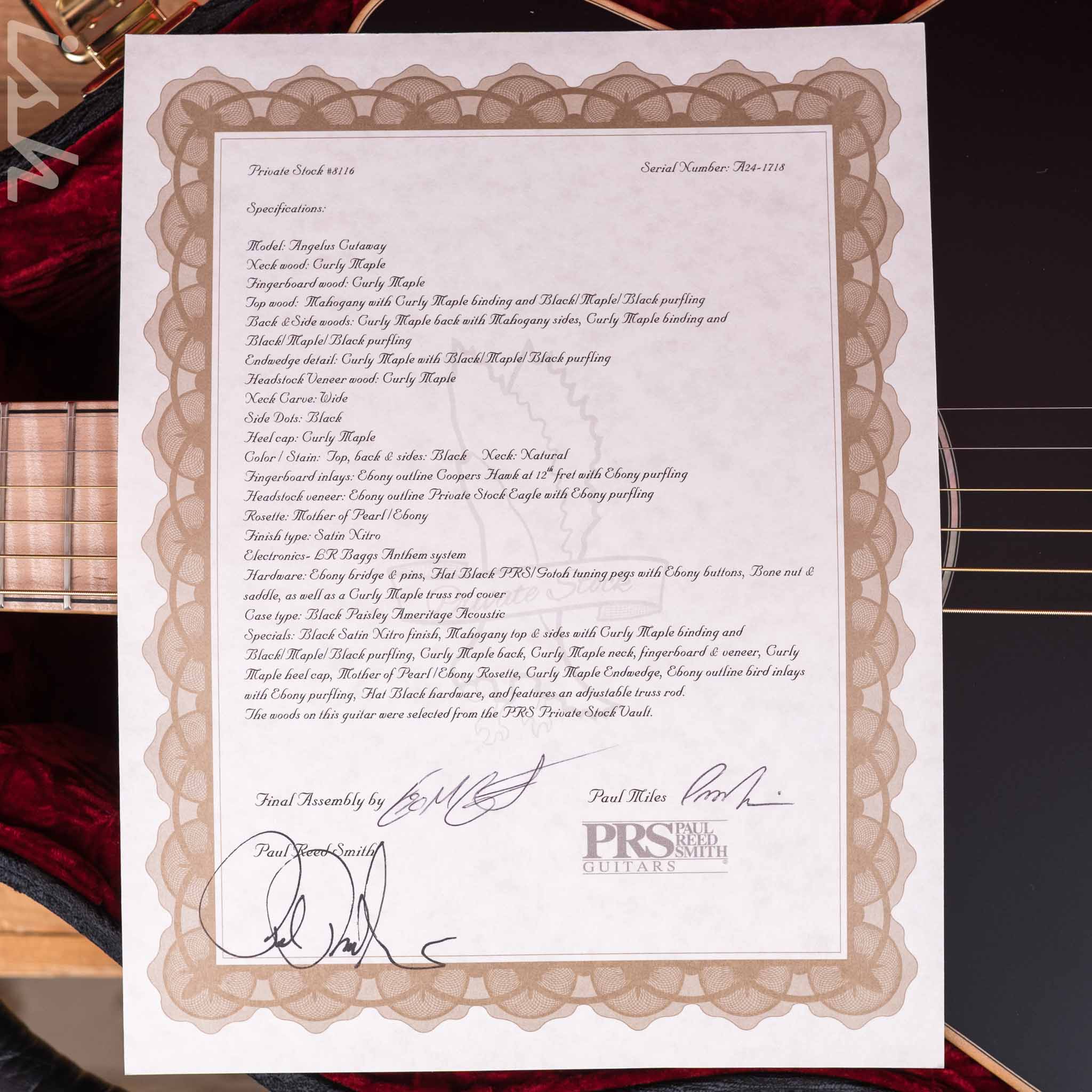 PRS Private Stock Angelus Acoustic Matte Black Back & Sides - Image 16